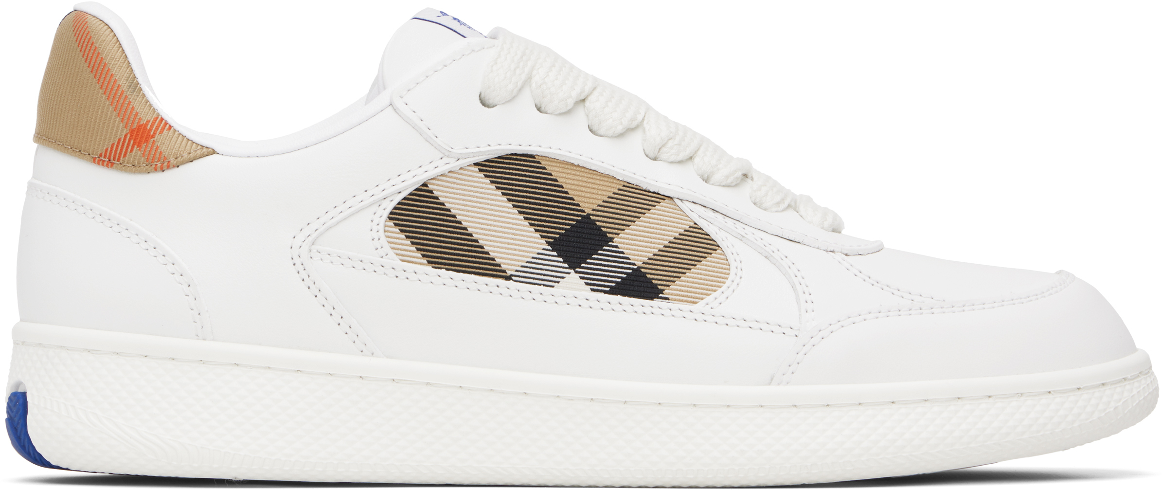スニーカー Burberry White Leather Terrace Sneakers White Leather and Check Terrace Sneakers​ by Burberry on Sale