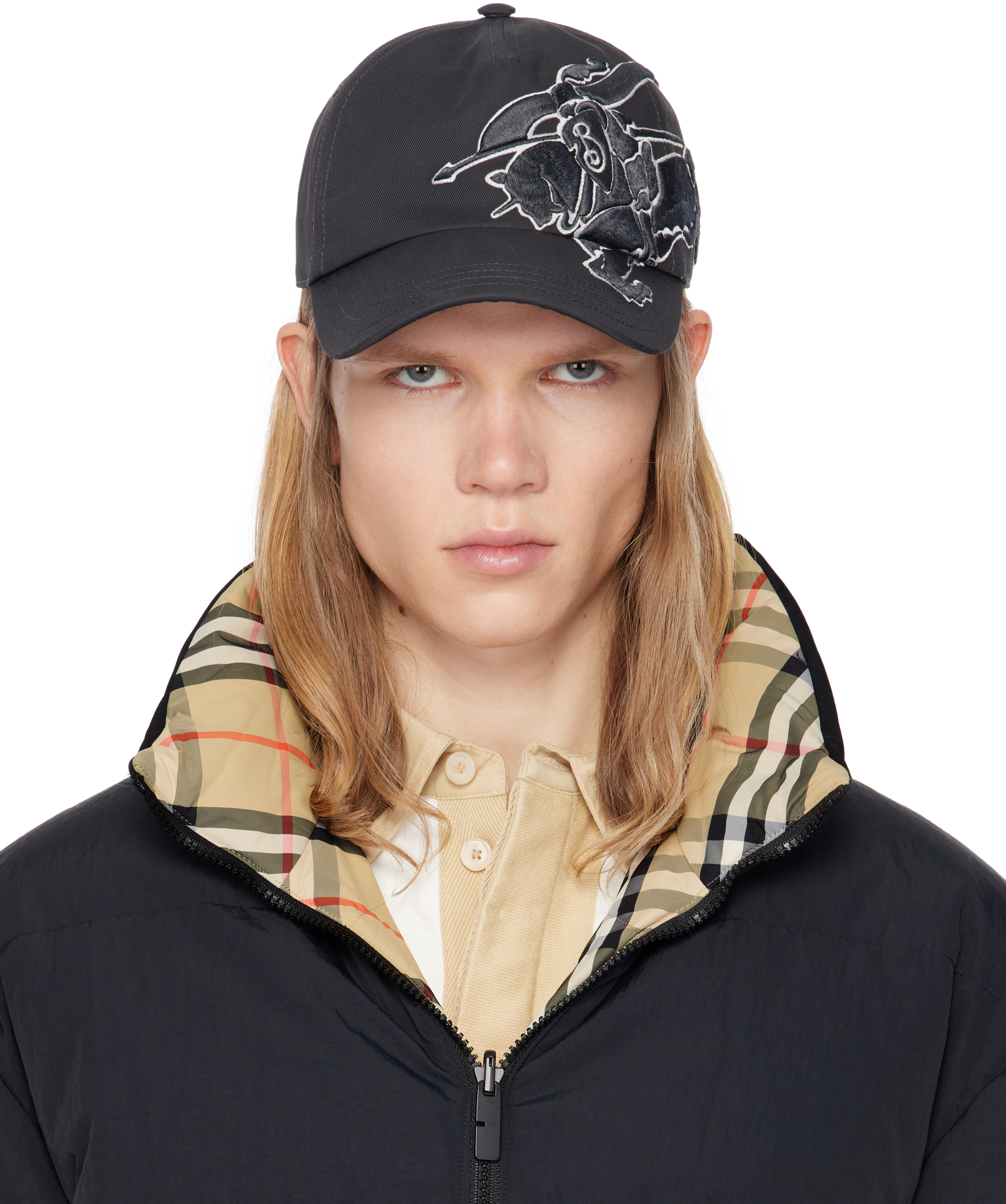 Gray EKD Cotton Baseball Cap by Burberry on Sale