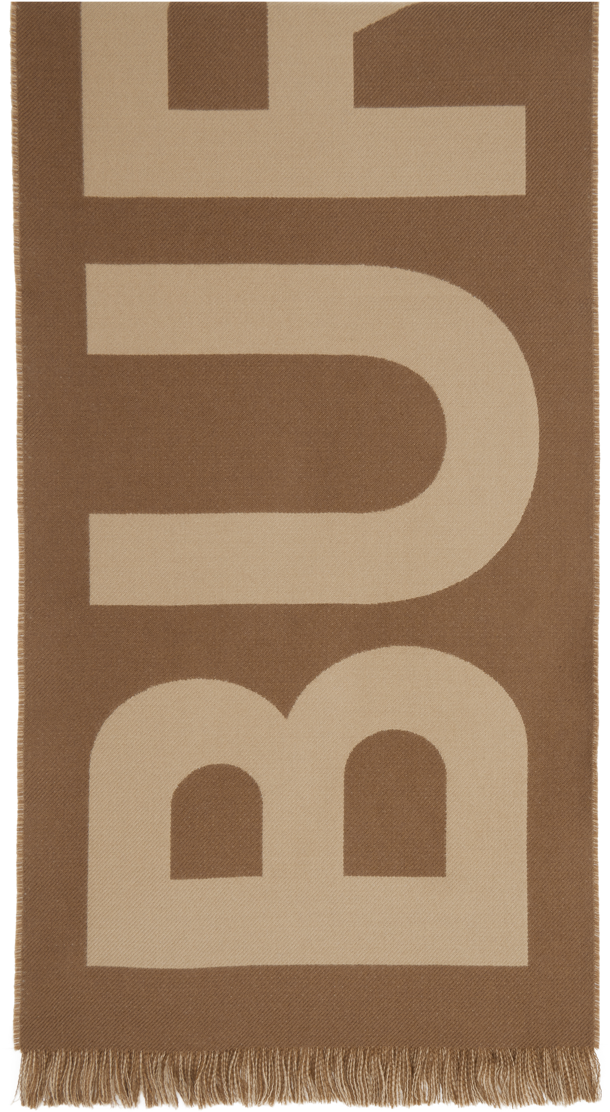 Brown Logo Wool Scarf