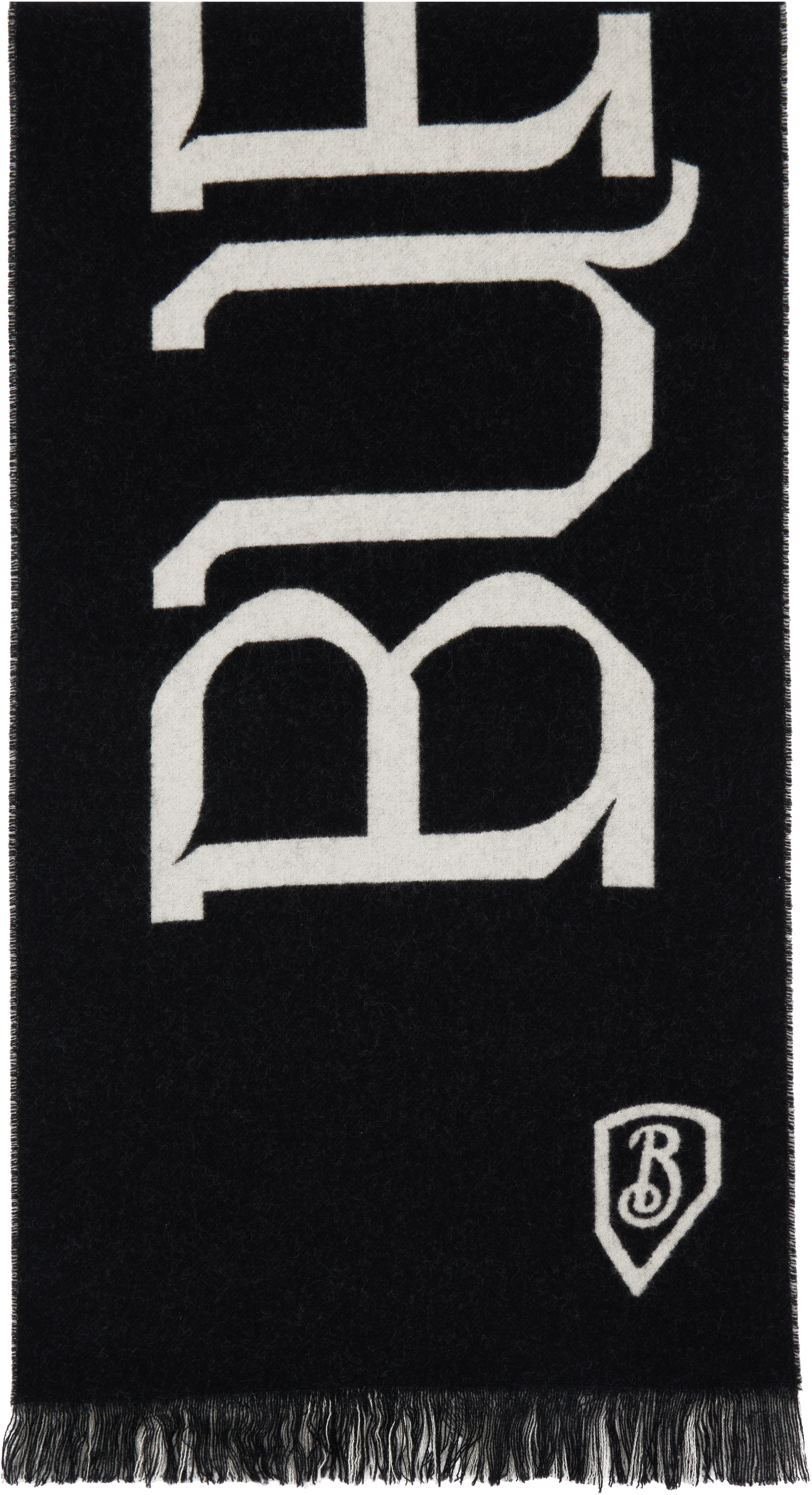 Black & Gray Logo Wool Scarf