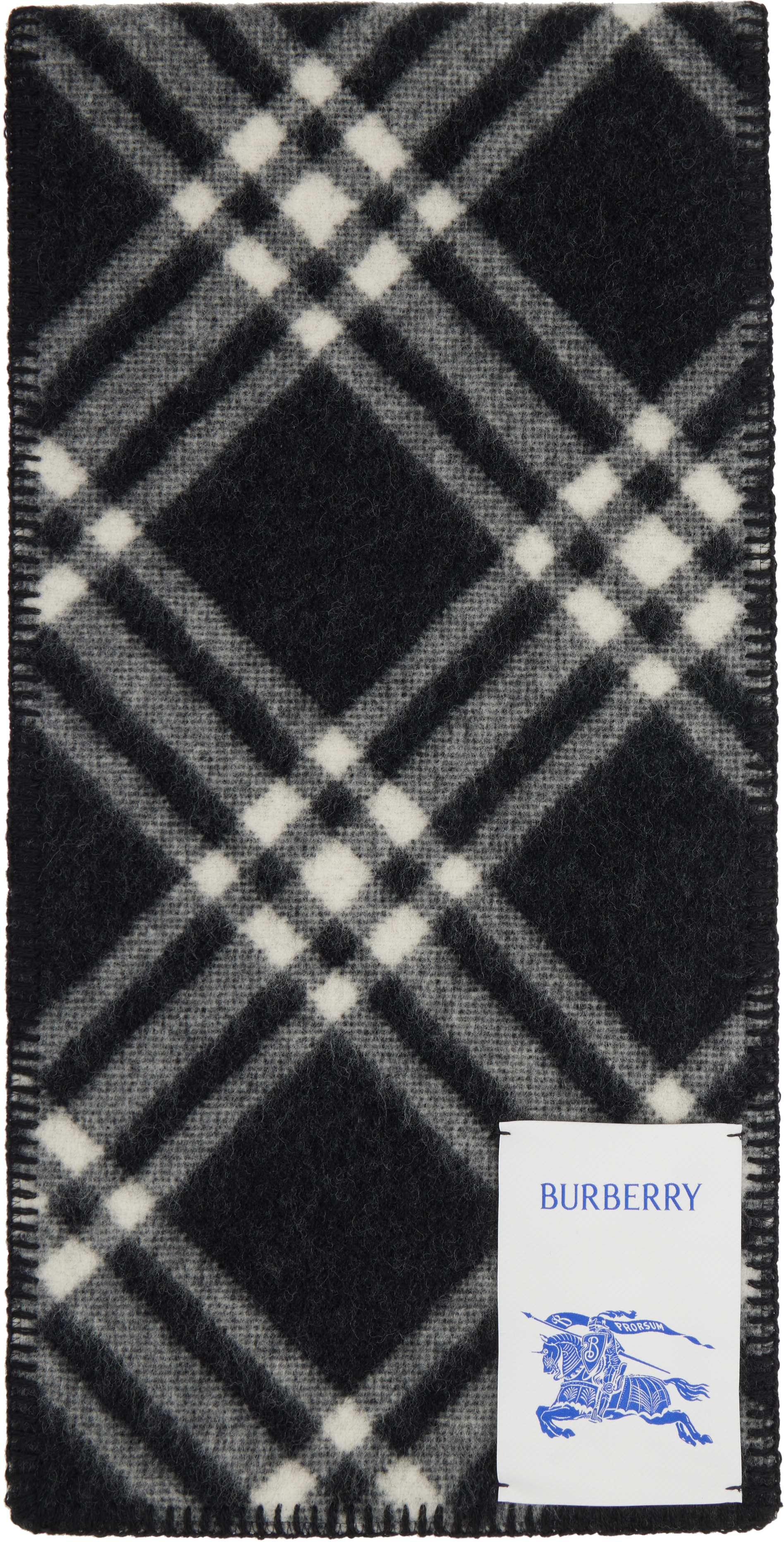 Black & White Check Wool Scarf