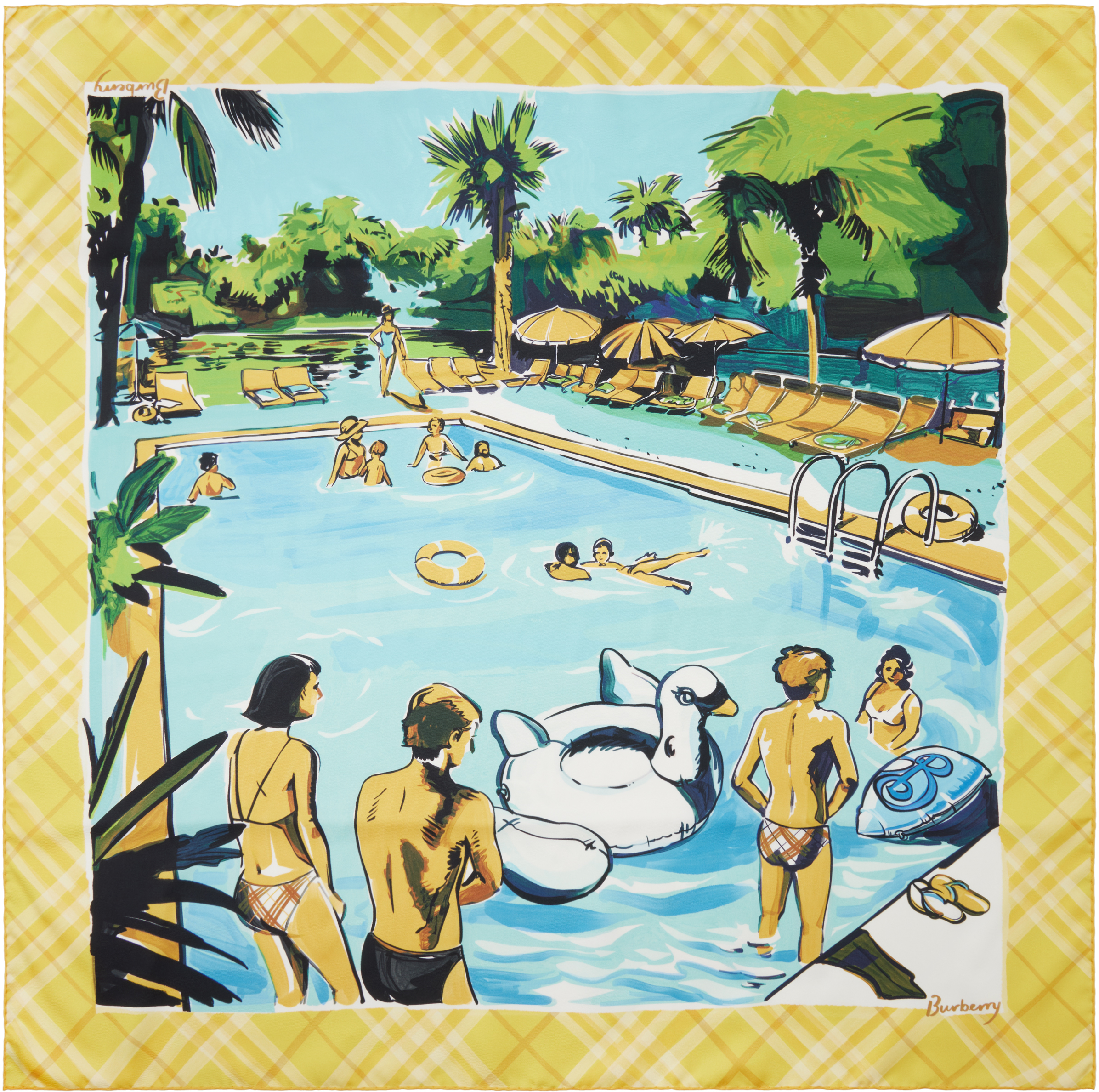 Multicolor Pool Party Silk Scarf