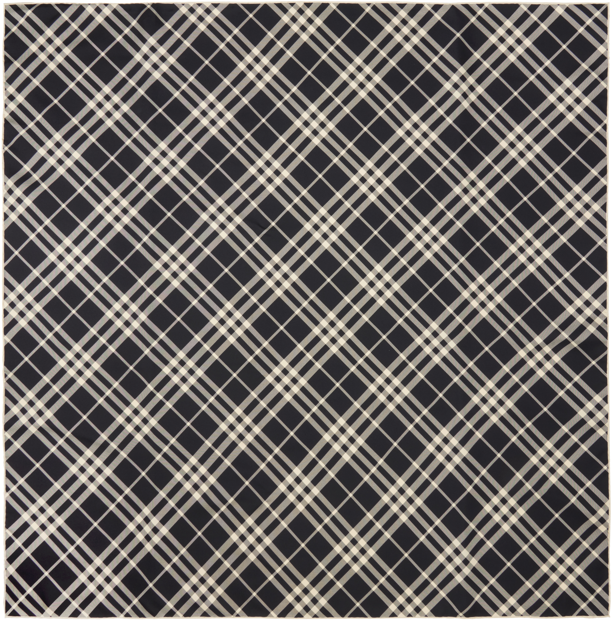 Black & Beige Check Silk Scarf
