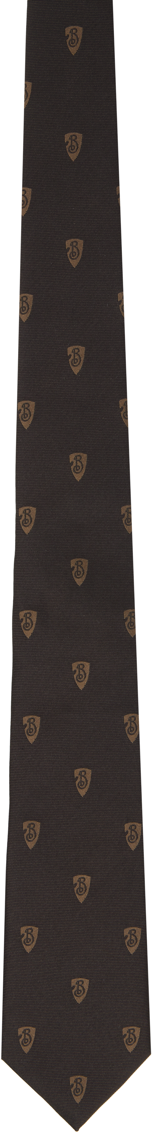 Brown B Shield Silk Tie