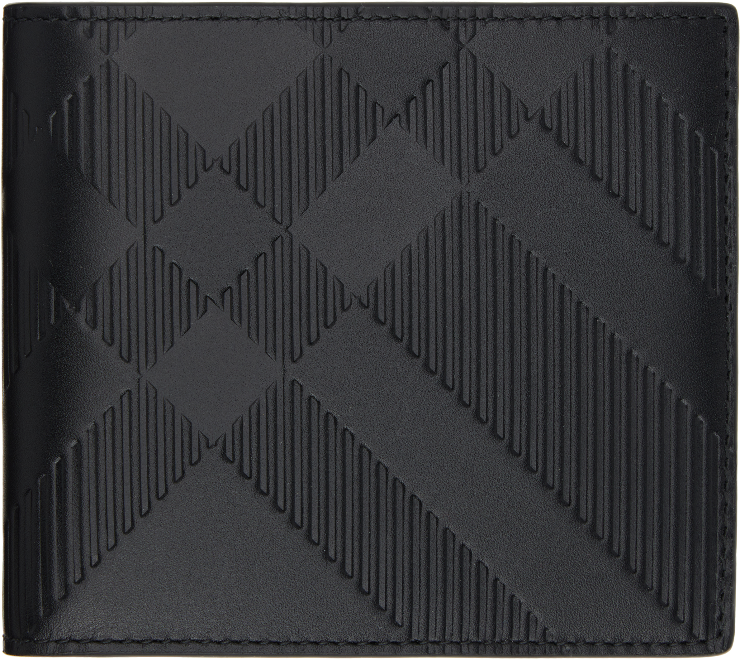 Black Embossed Check Bifold Coin Wallet