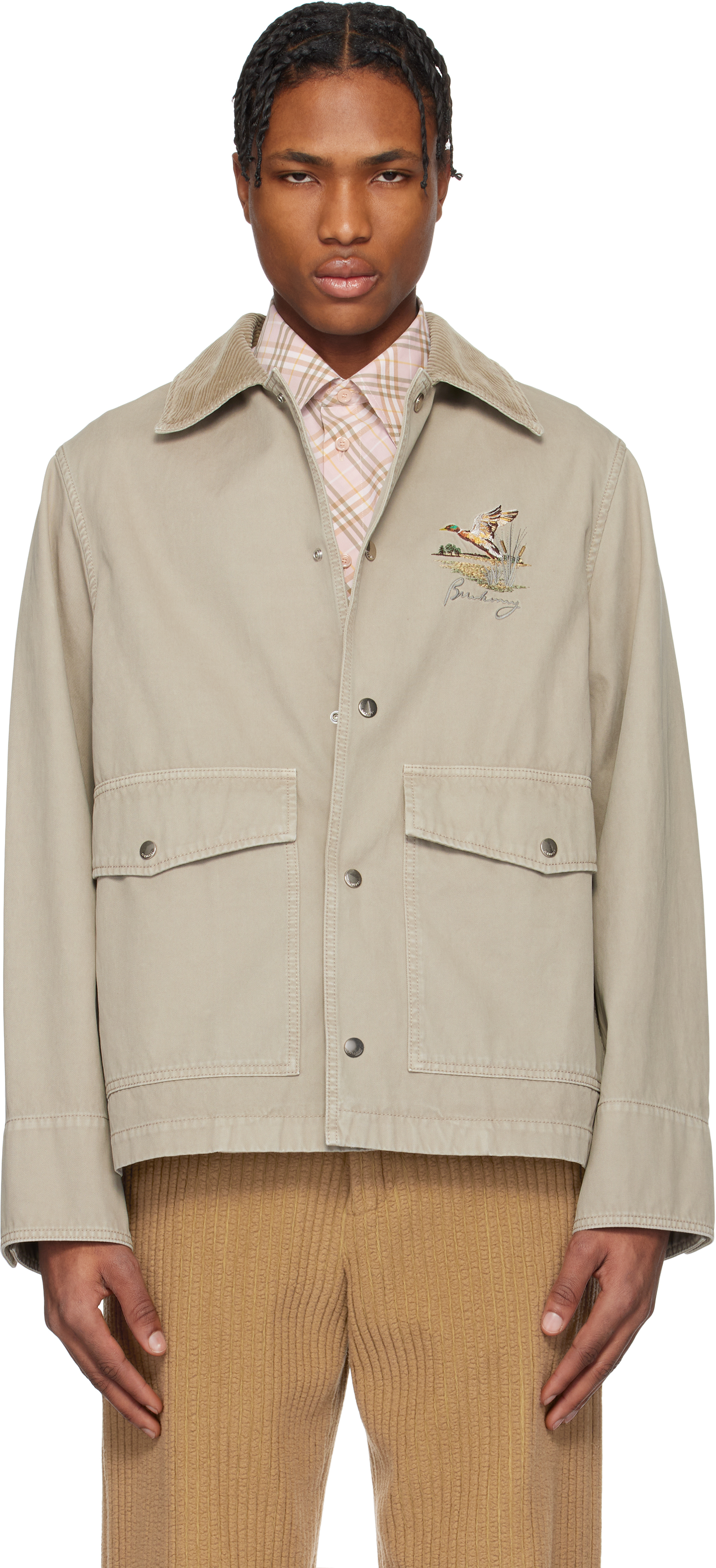 Taupe Cotton Field Jacket by Burberry on Sale