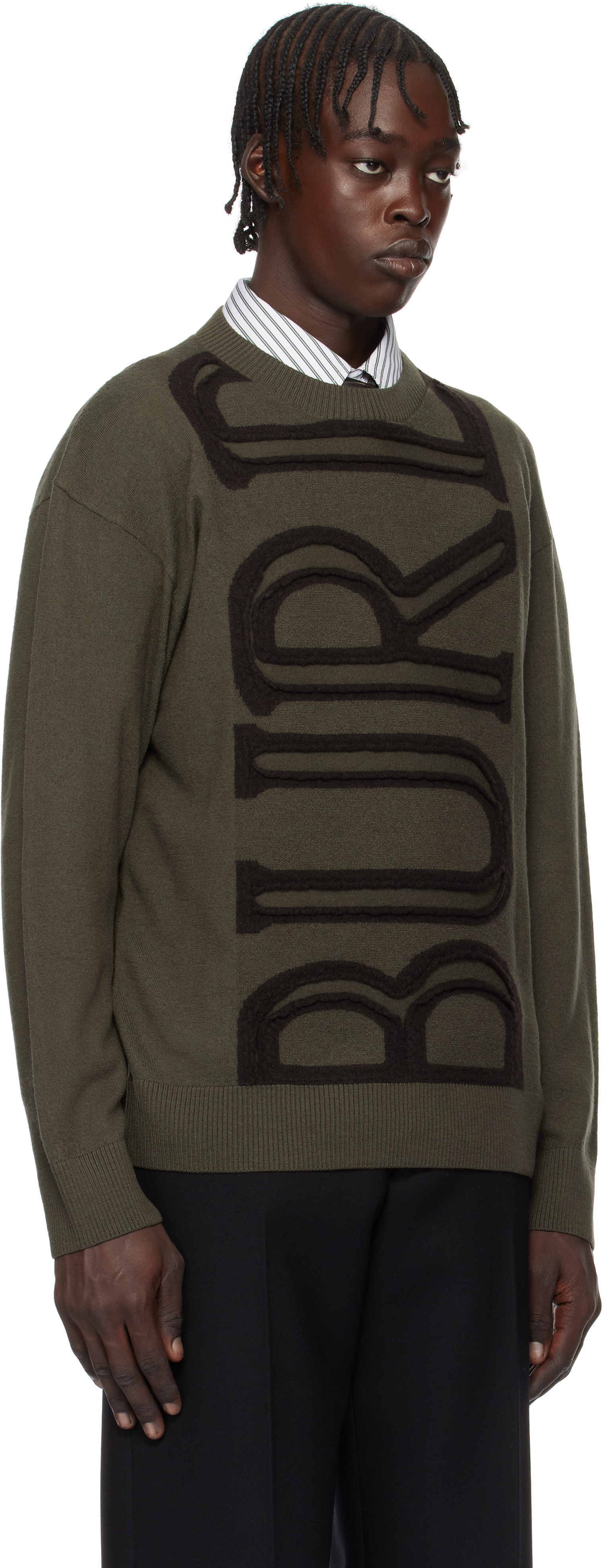 Burberry Brown Logo Wool Sweater In Shale
