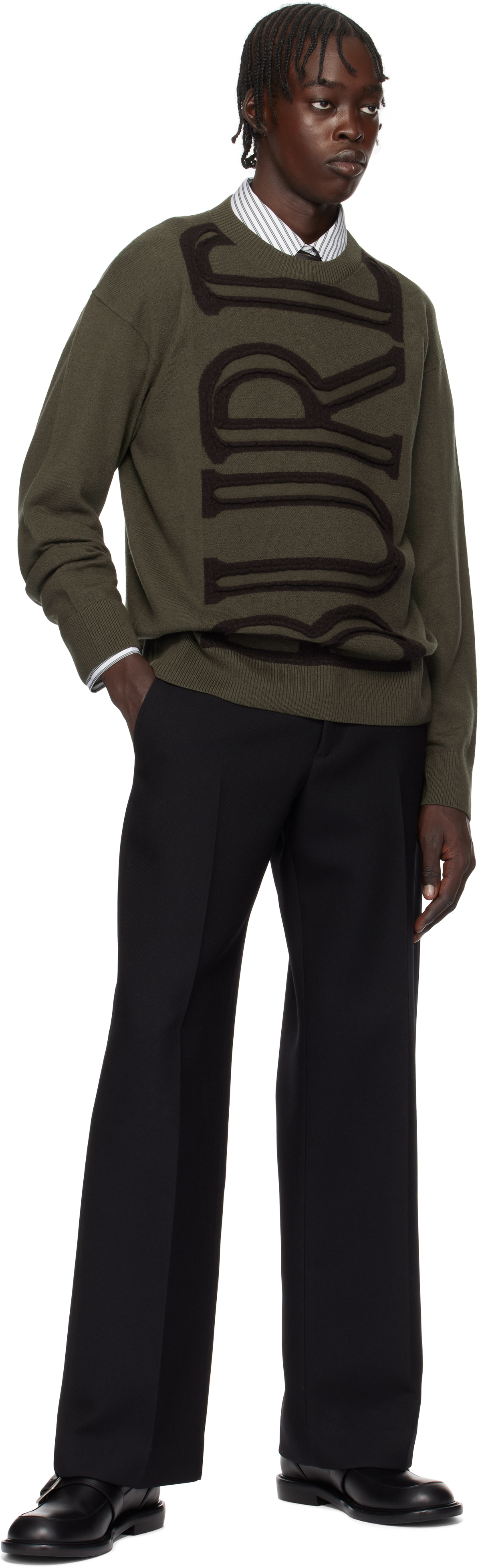 Burberry Brown Logo Wool Sweater In Shale