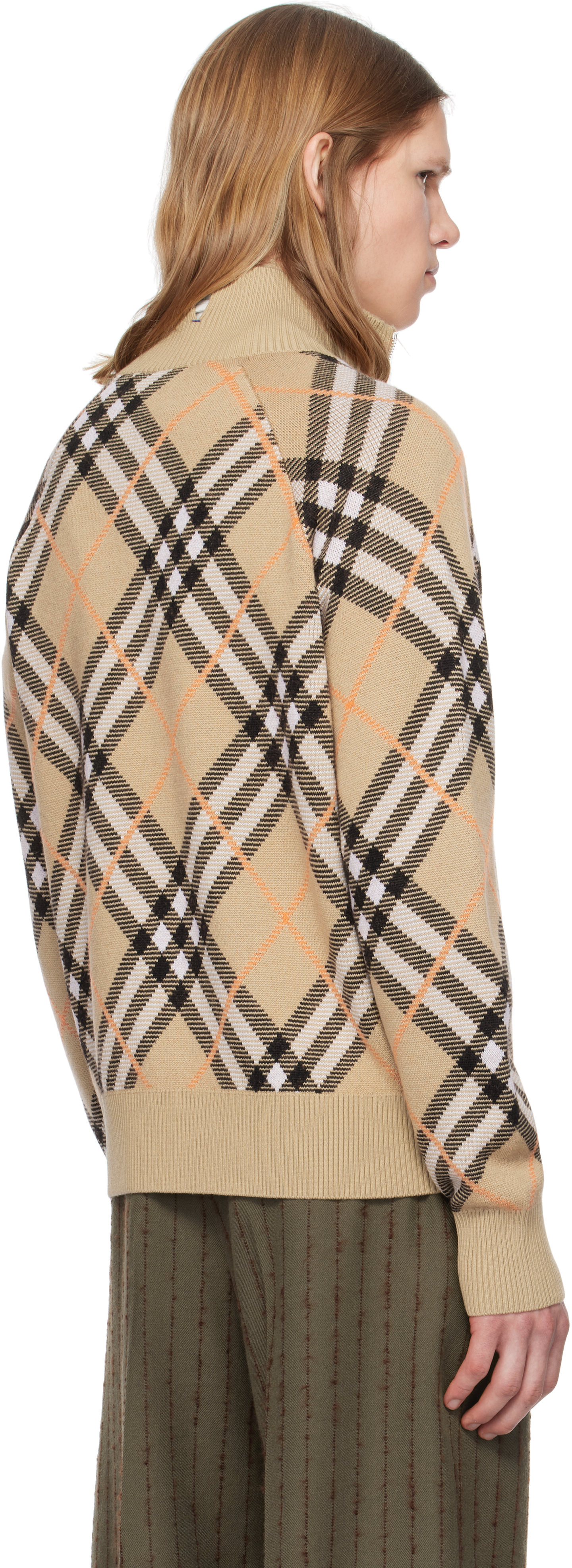 Burberry Beige Check Wool Mohair Blend Jacket In Sand Ip Check
