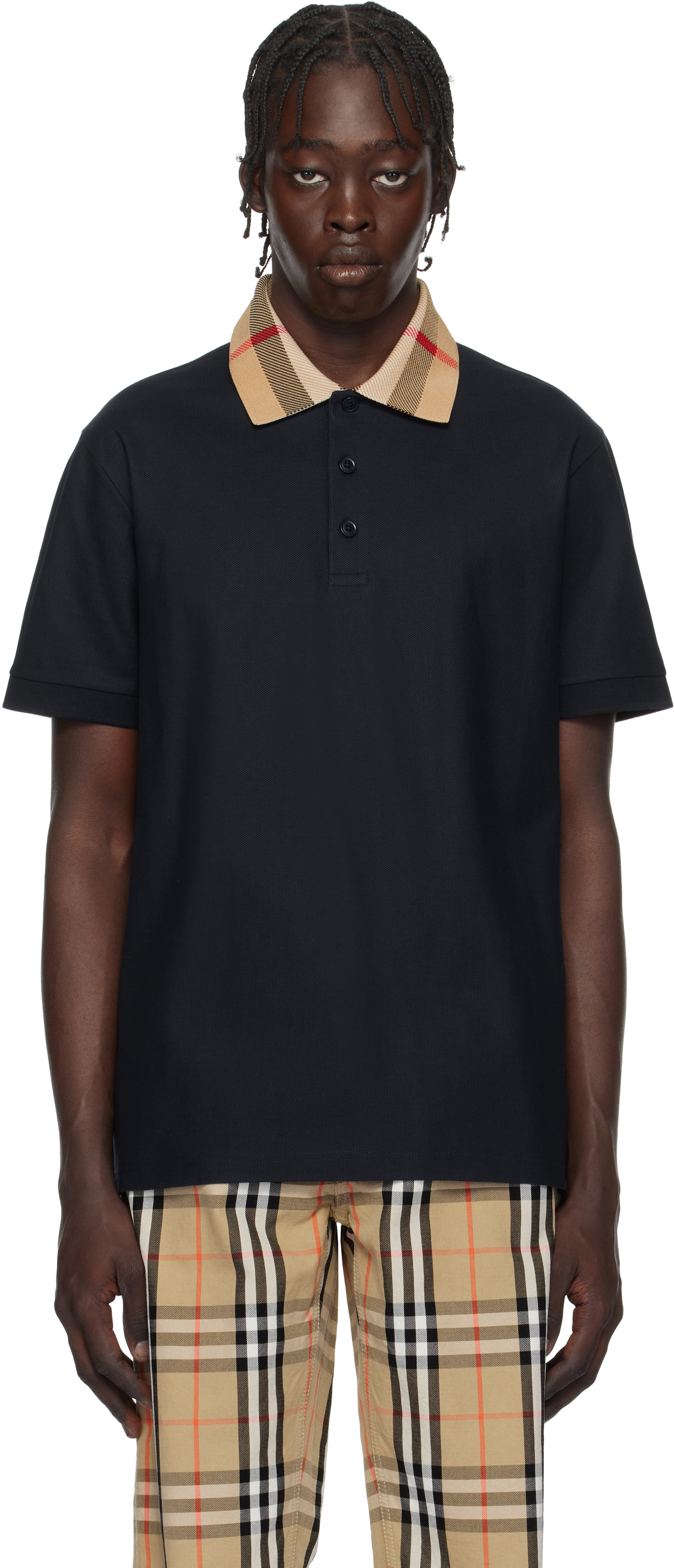 Burberry: Navy Cotton Polo | SSENSE
