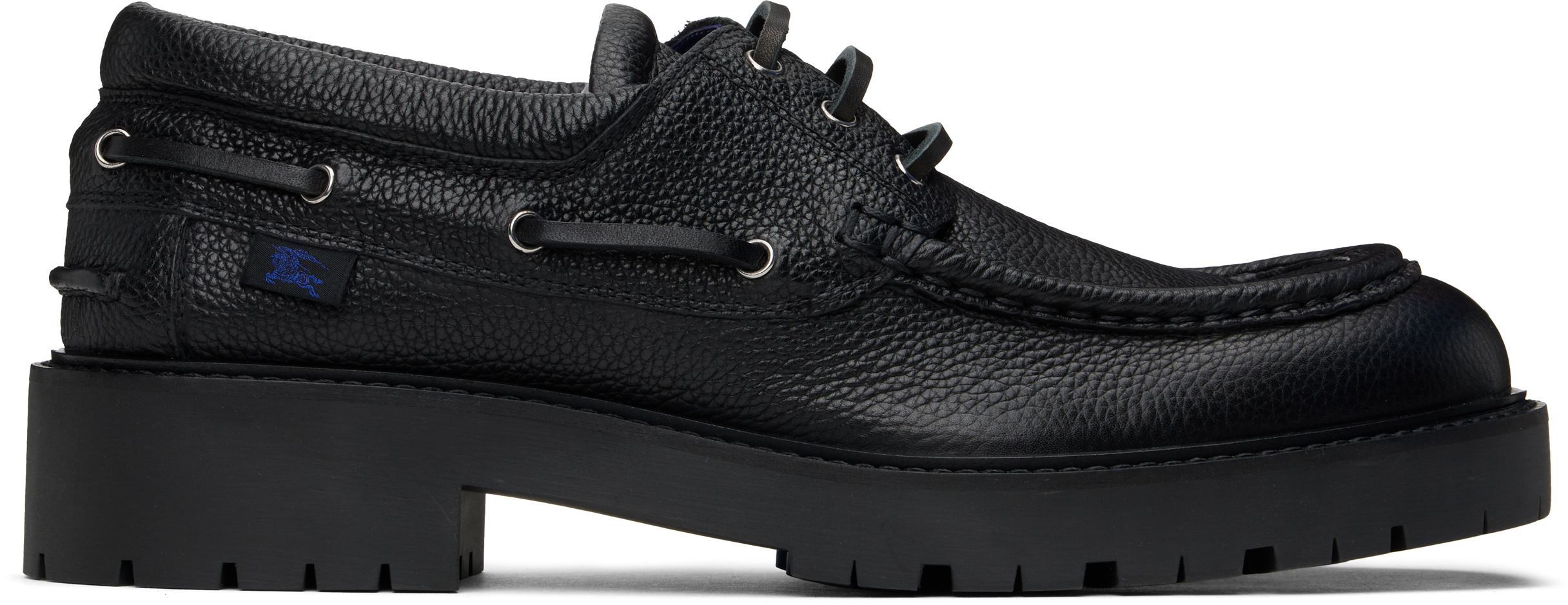 Black Leather Raft Boat Shoes