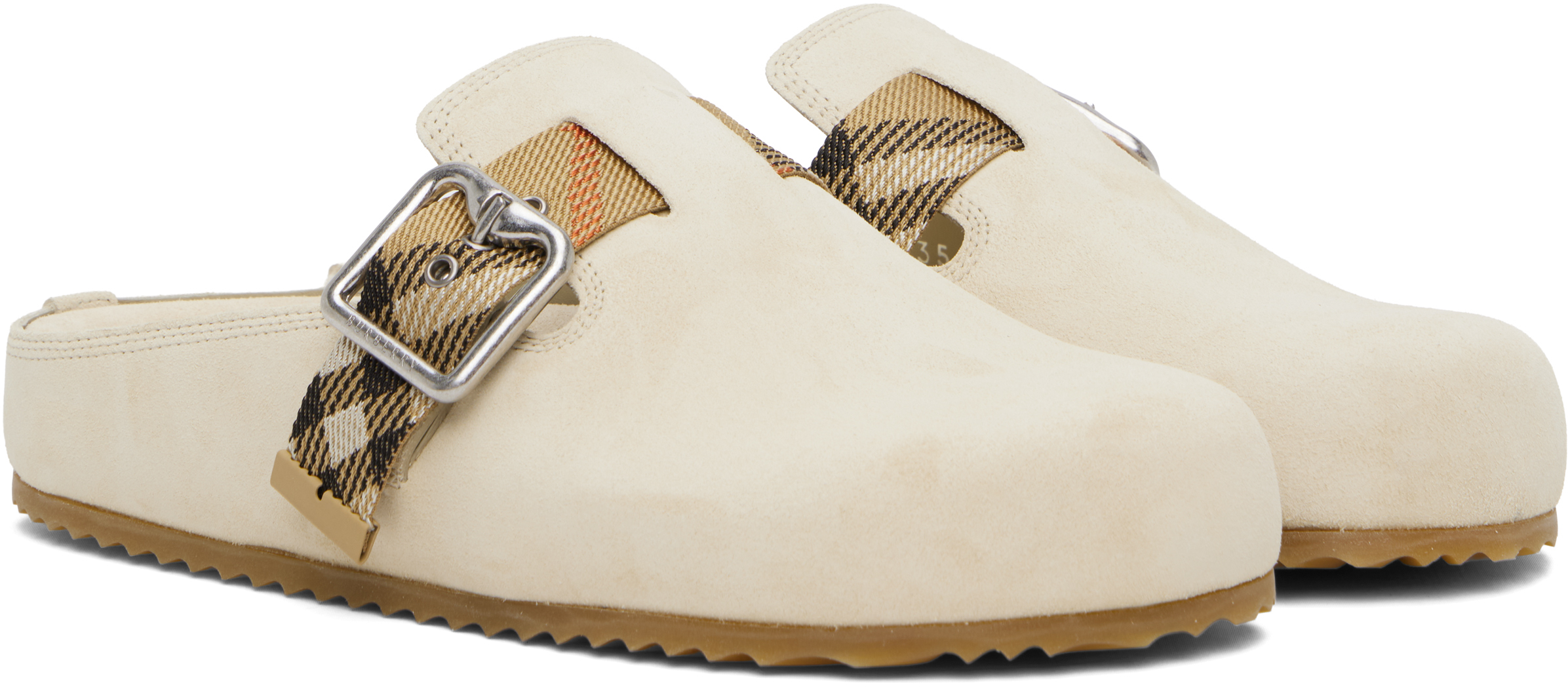 Burberry Slip-on Clog With Suede Finish And Buckle Detail