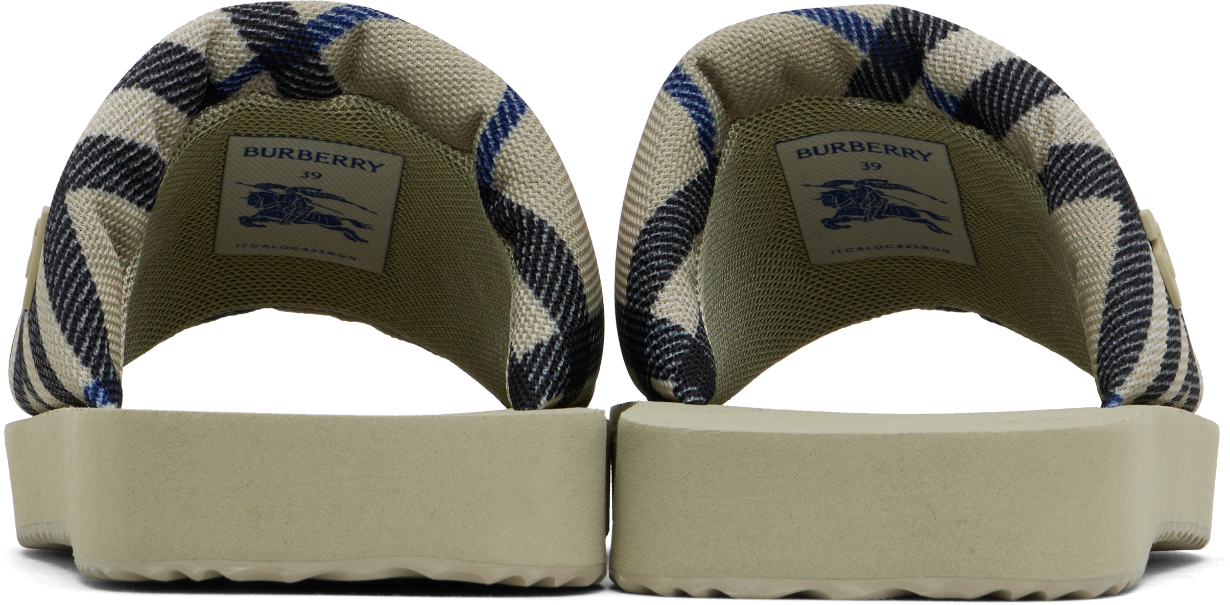 Burberry Beige Check Trek Sandals In Lichen Ip Check