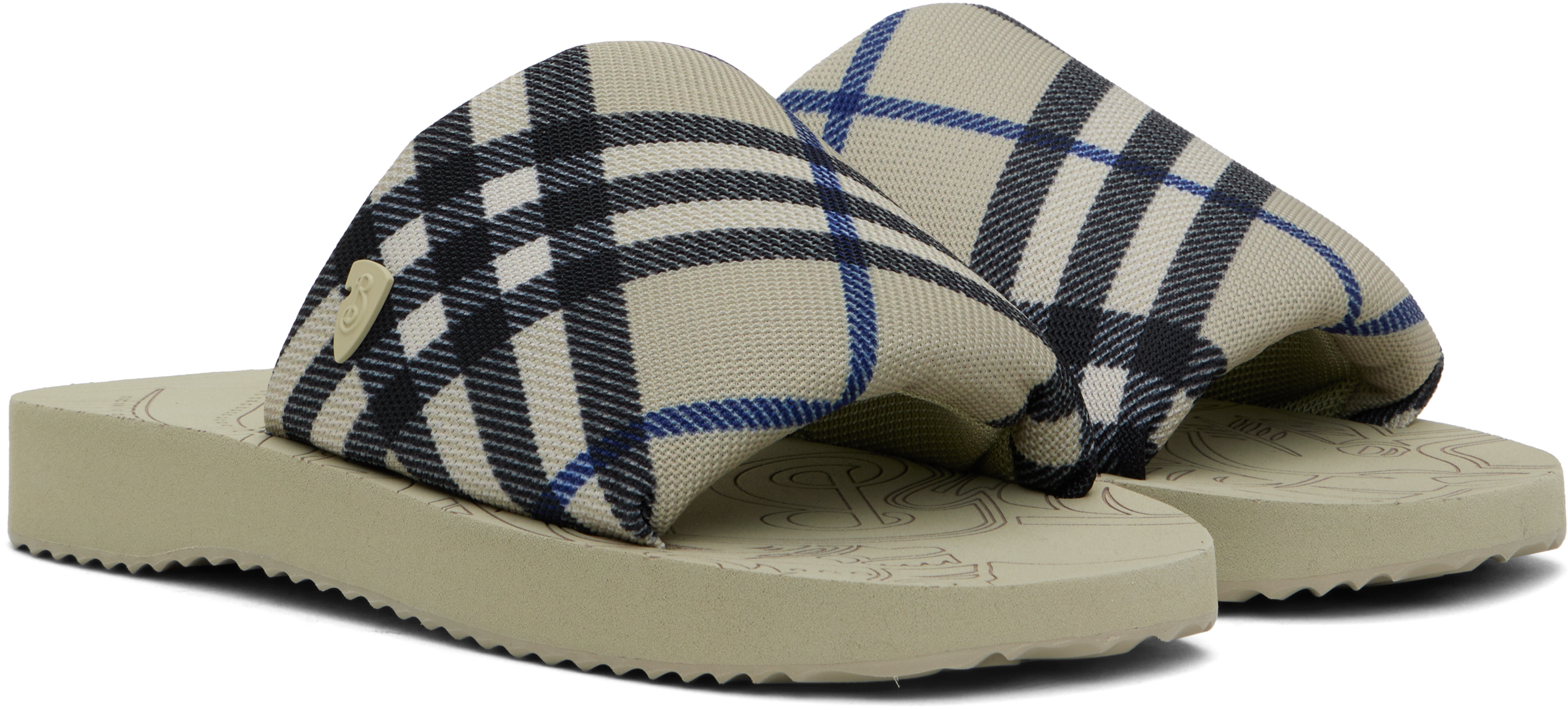 Burberry Beige Check Trek Sandals In Lichen Ip Check
