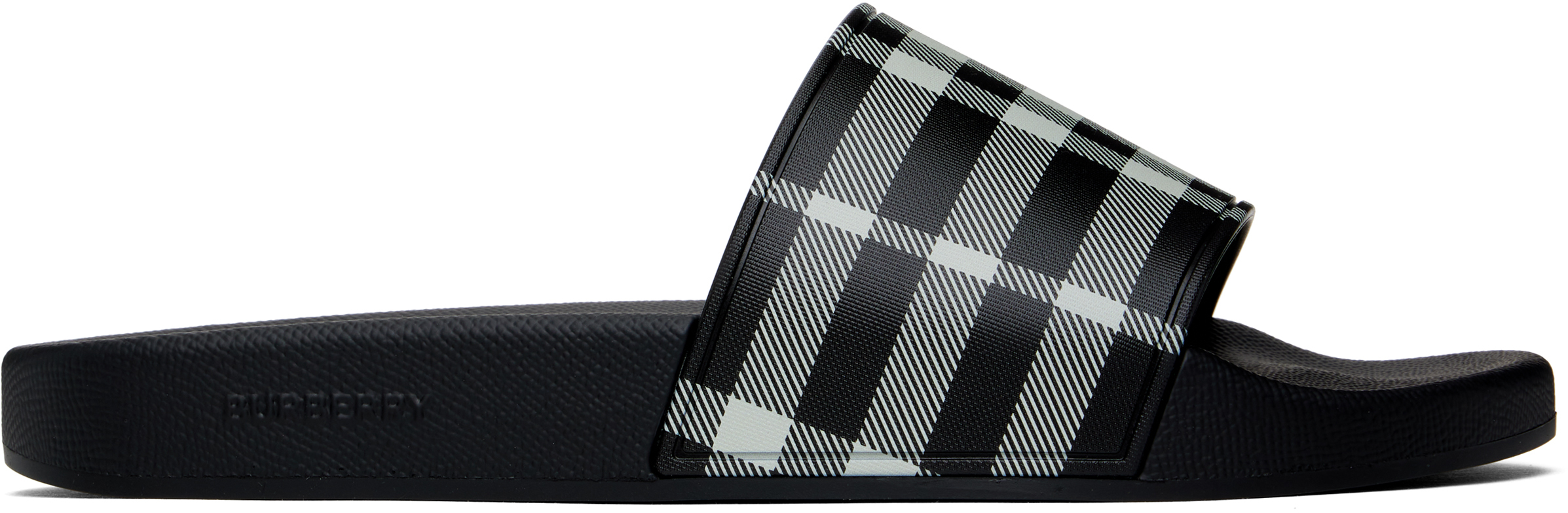 【BURBERRY】 CHECK POOL SLIDE Burberry: Beige Check Pool Slides | SSENSE