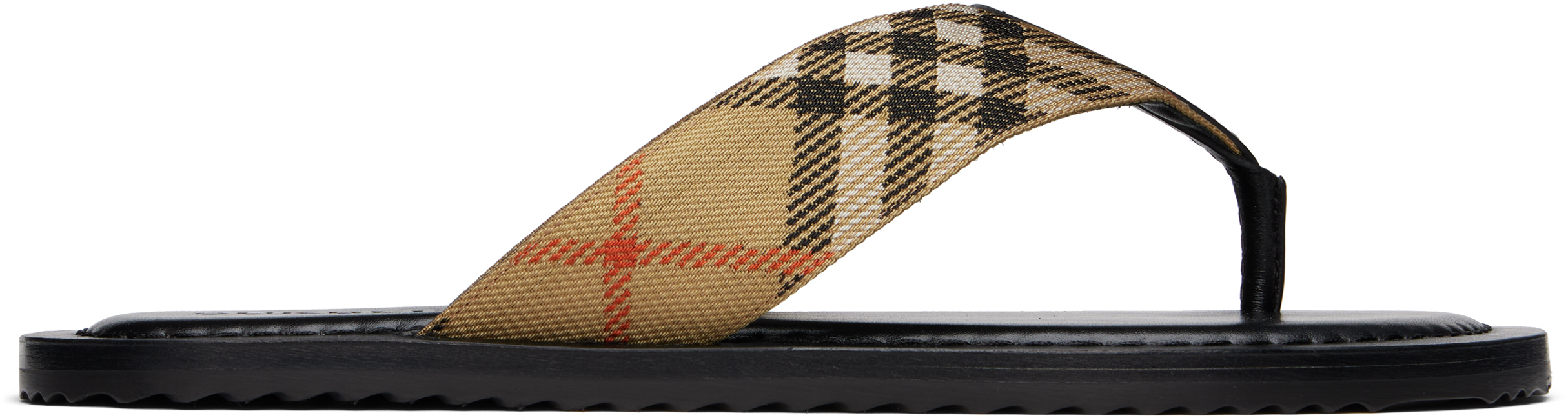 Burberry Black & Beige Check Pavilion Sandals