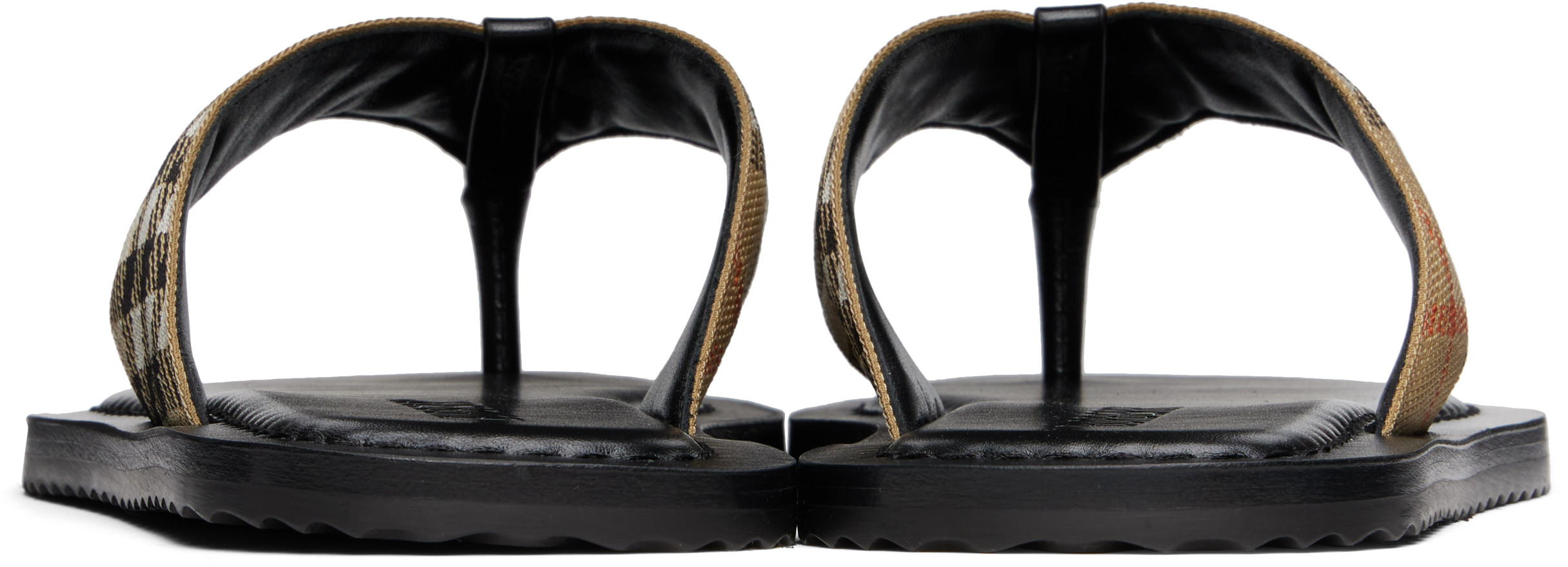 Burberry Black & Beige Check Pavilion Sandals