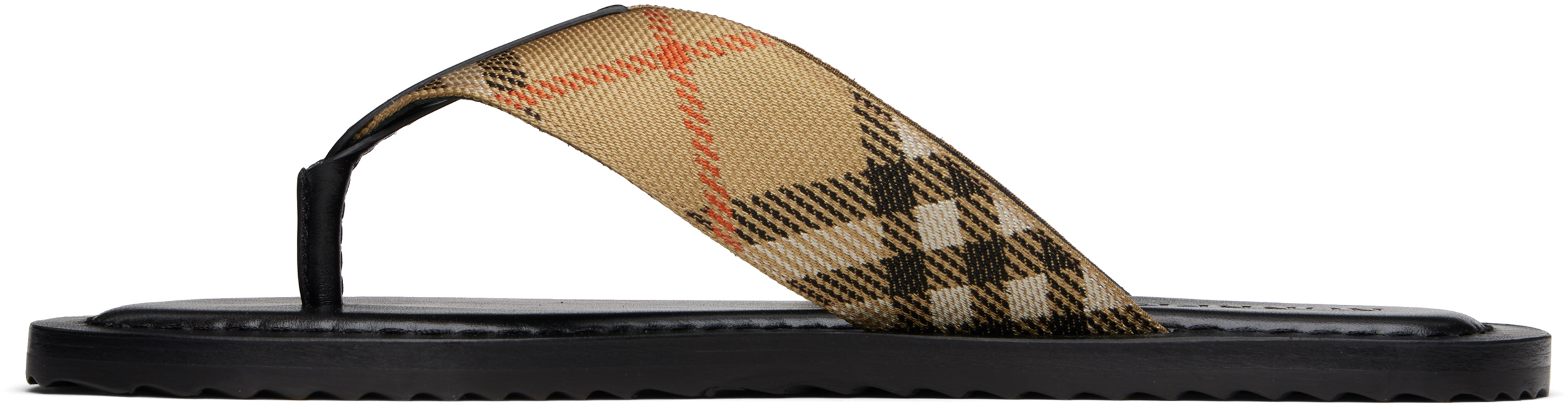 Burberry Black & Beige Check Pavilion Sandals