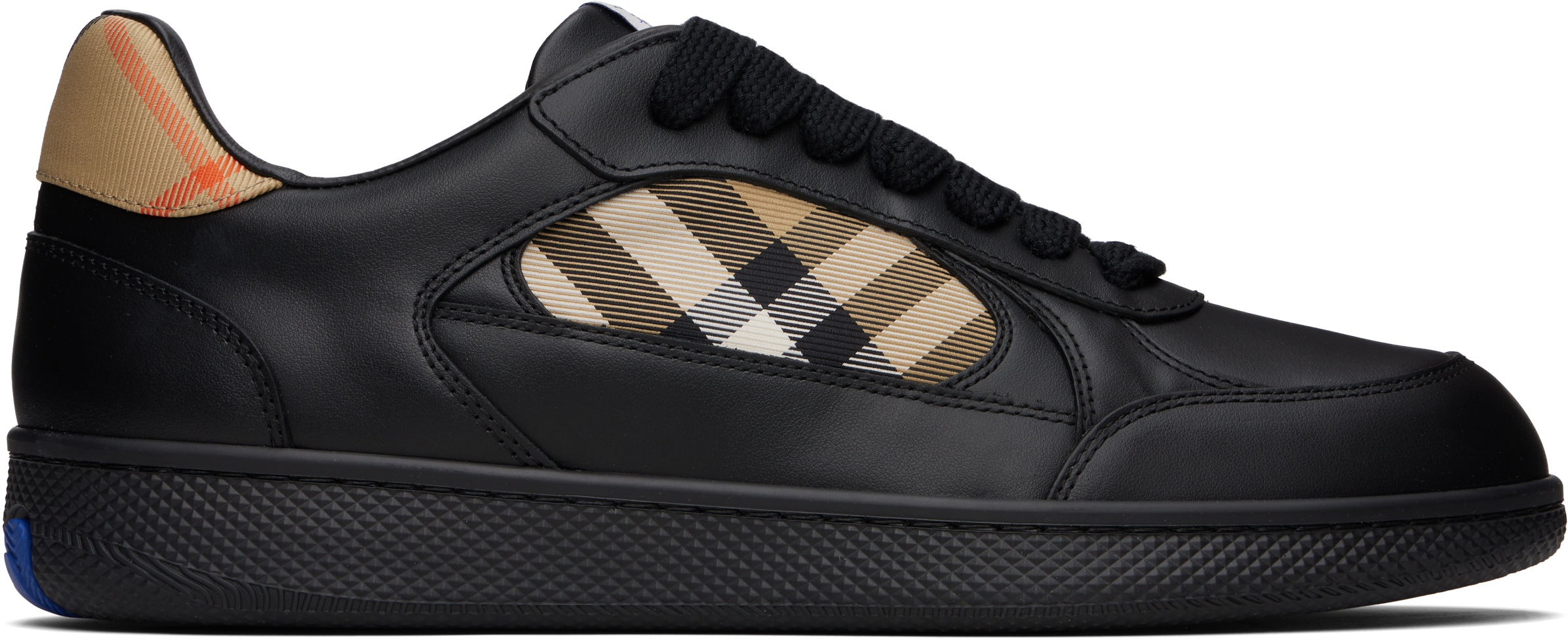Black Leather & Check Terrace Sneakers​
