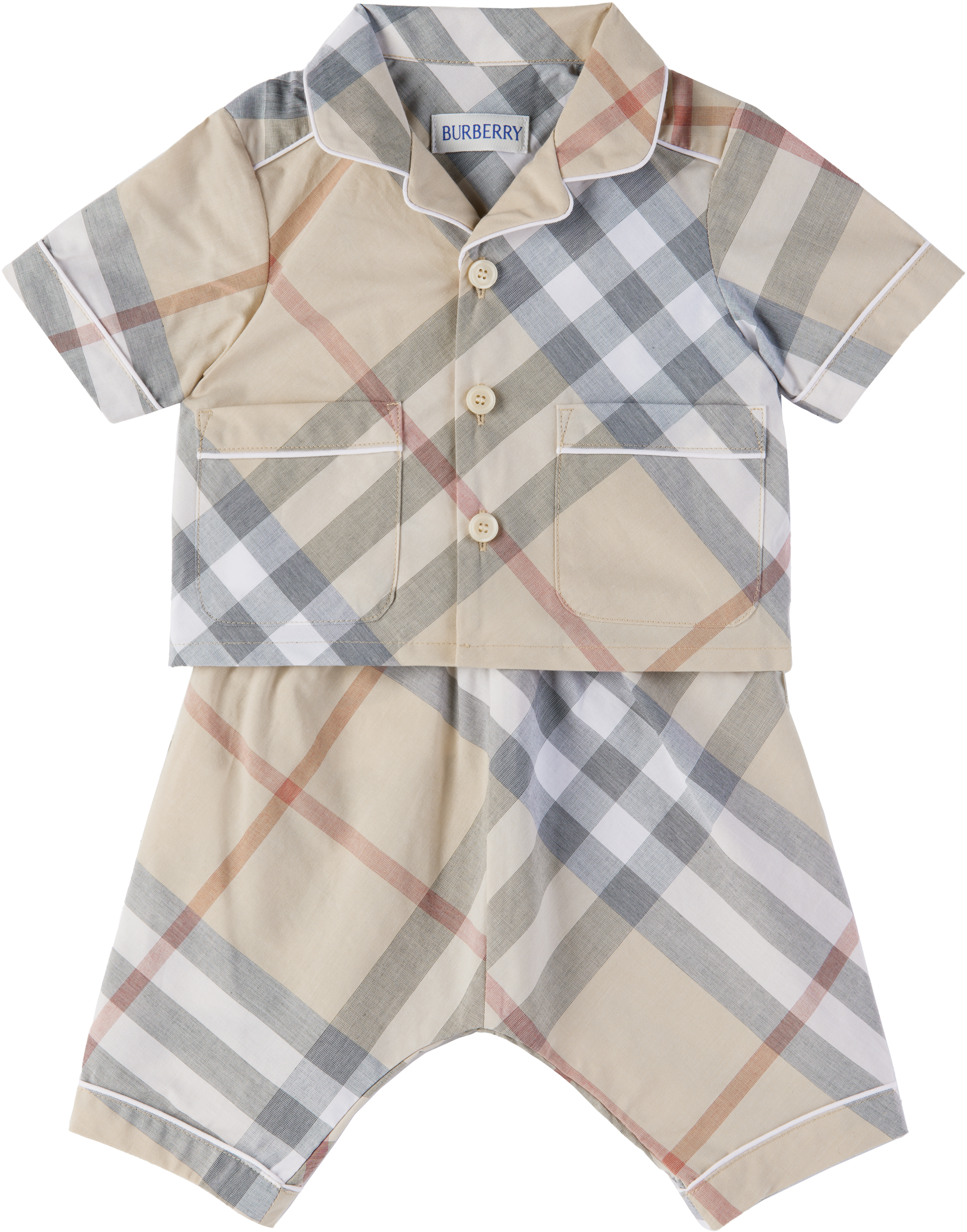 ★BURBERRY★Baby チェックジャケット（Beige） Baby Beige Check Cotton Shirt & Trousers Set by Burberry