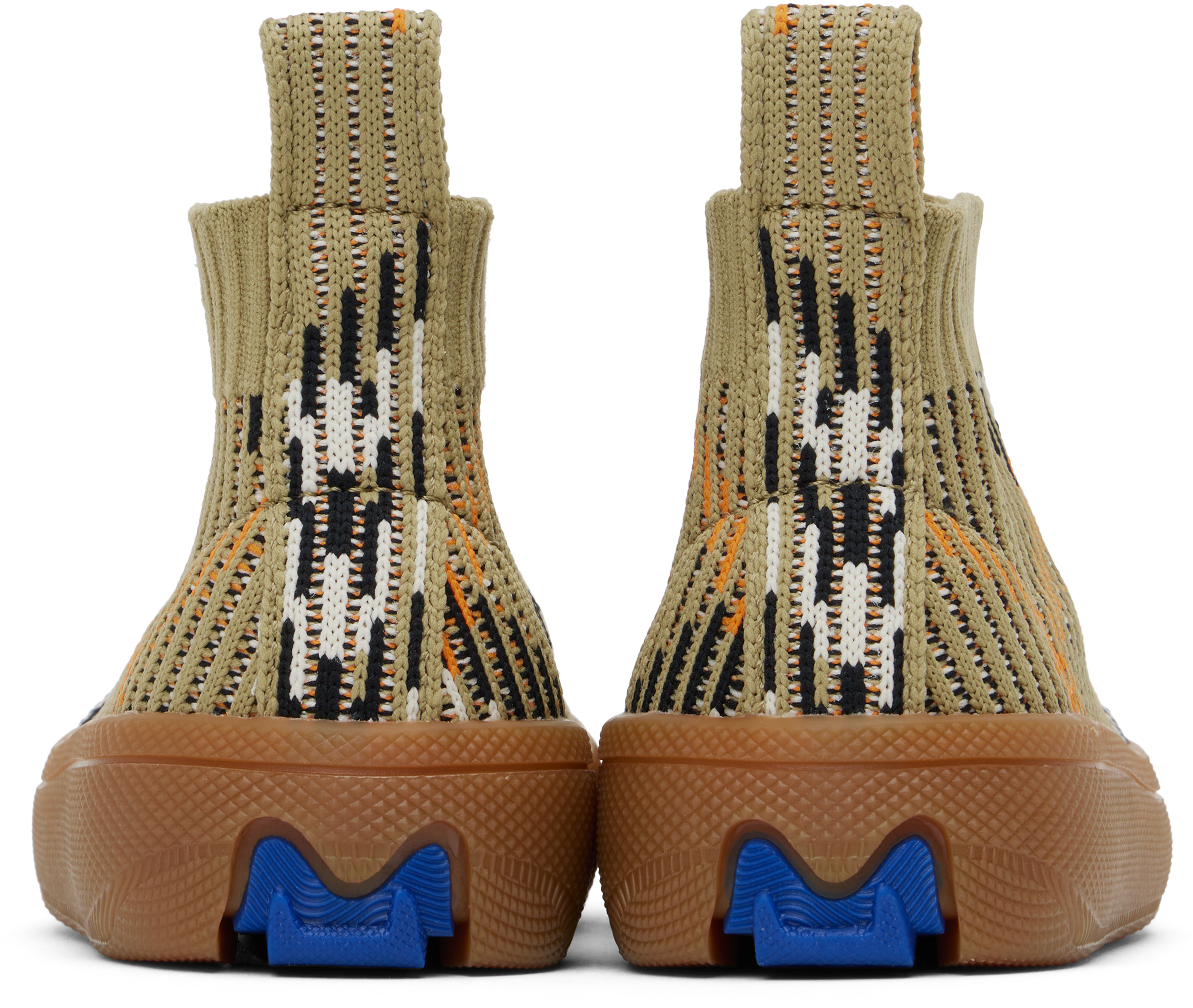 Burberry Baby Beige Check Sock Sneakers In Sand Ip Check