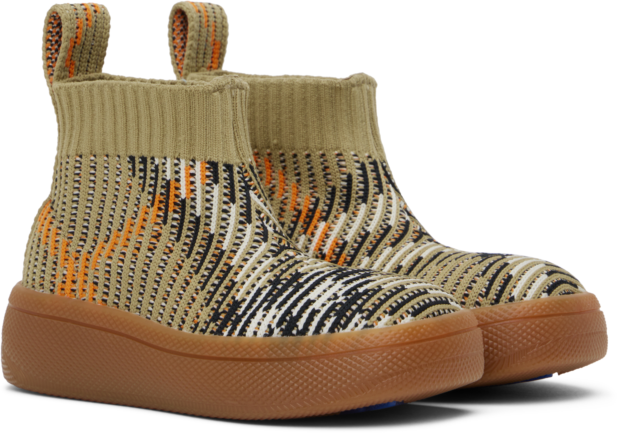 Burberry Baby Beige Check Sock Sneakers In Sand Ip Check