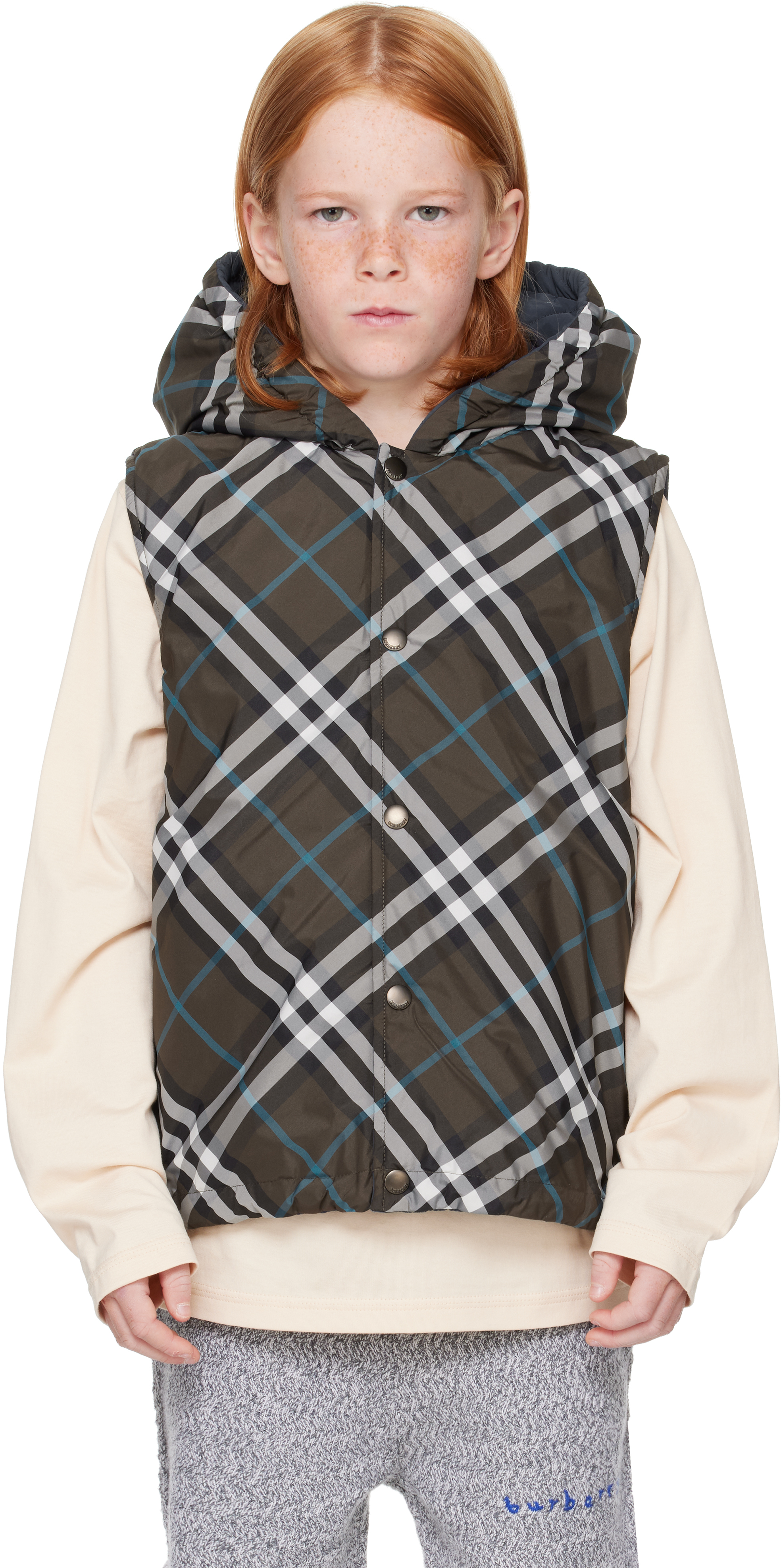 トップス Burberry Reversible Check Poly Vest Burberry Reversible Check Poly Vest