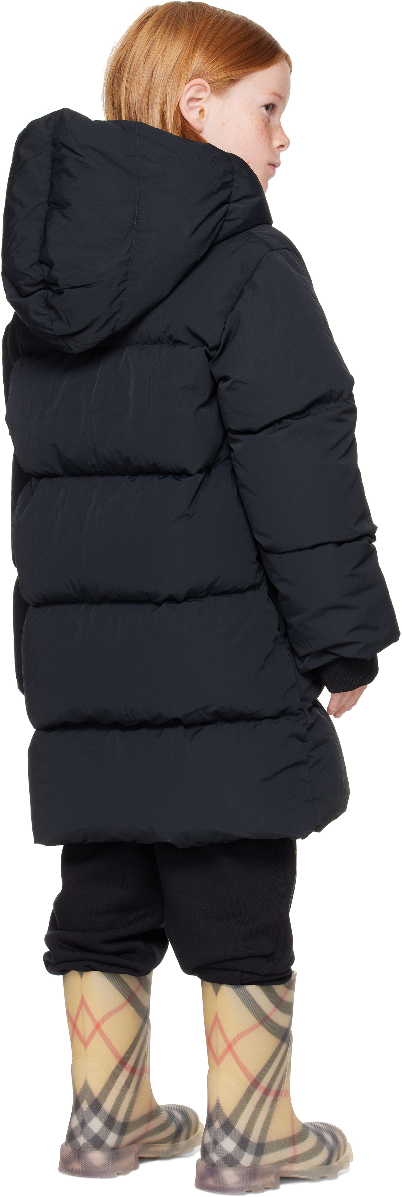 Burberry Kids Black Nylon Down Puffer Coat In Black