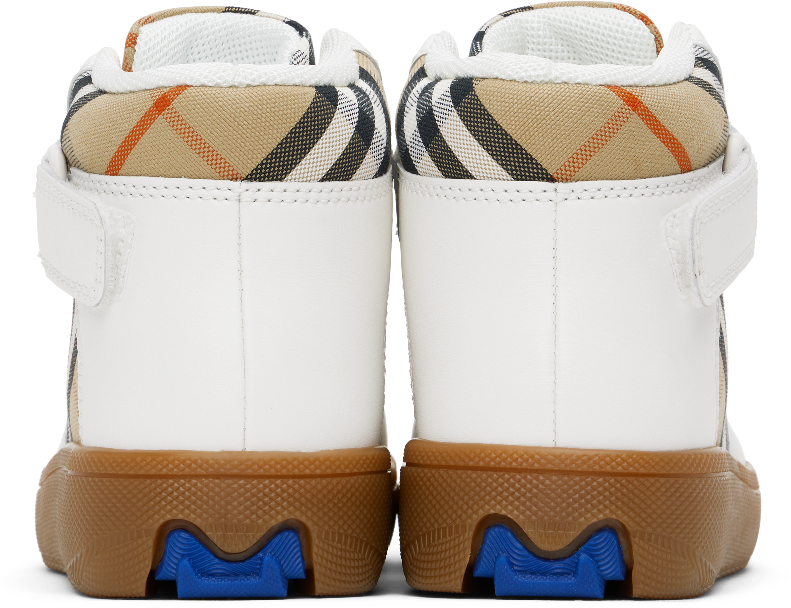 Burberry Check And Leather High-top Sneakers In Multi