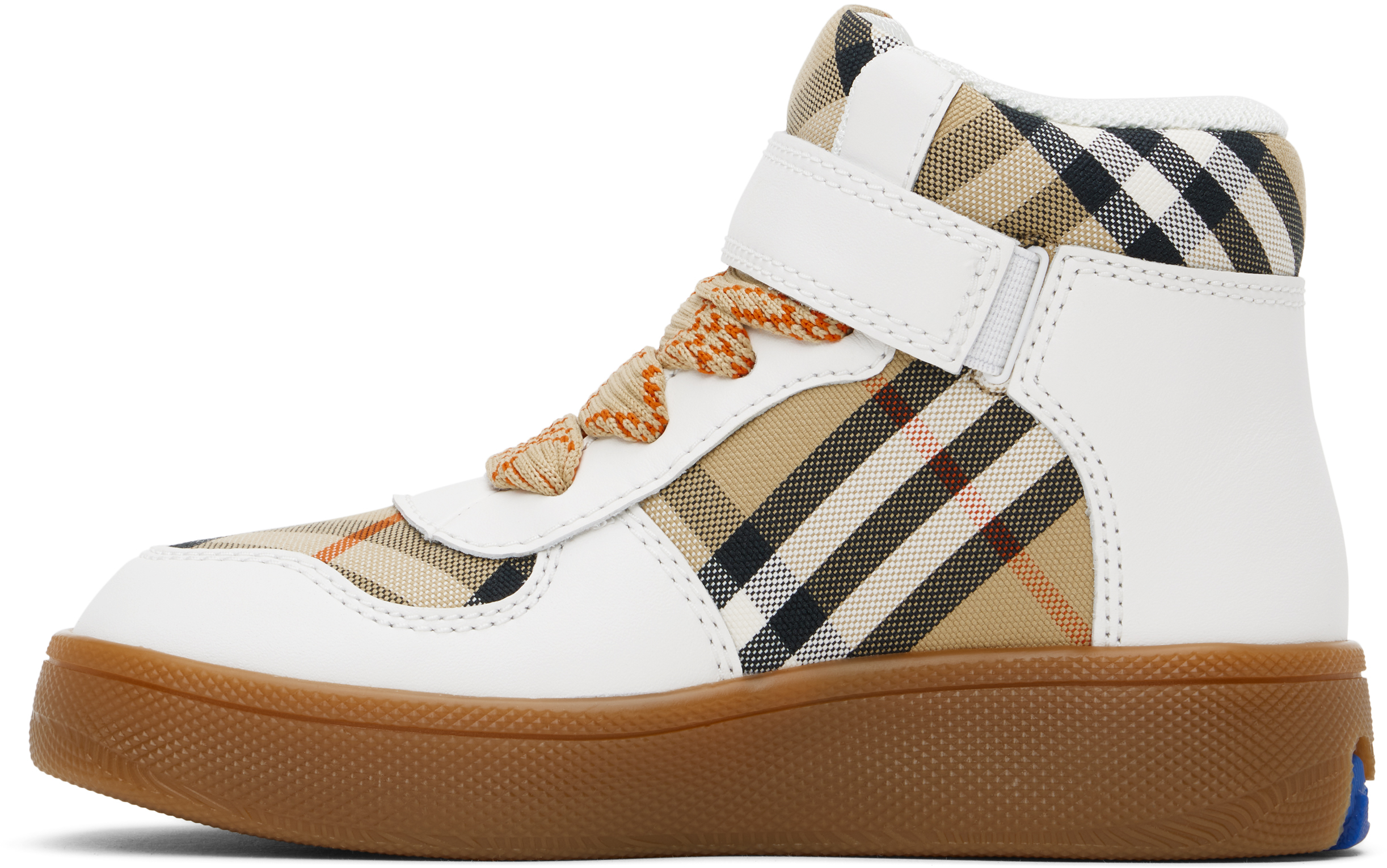Burberry Check And Leather High-top Sneakers In Multi