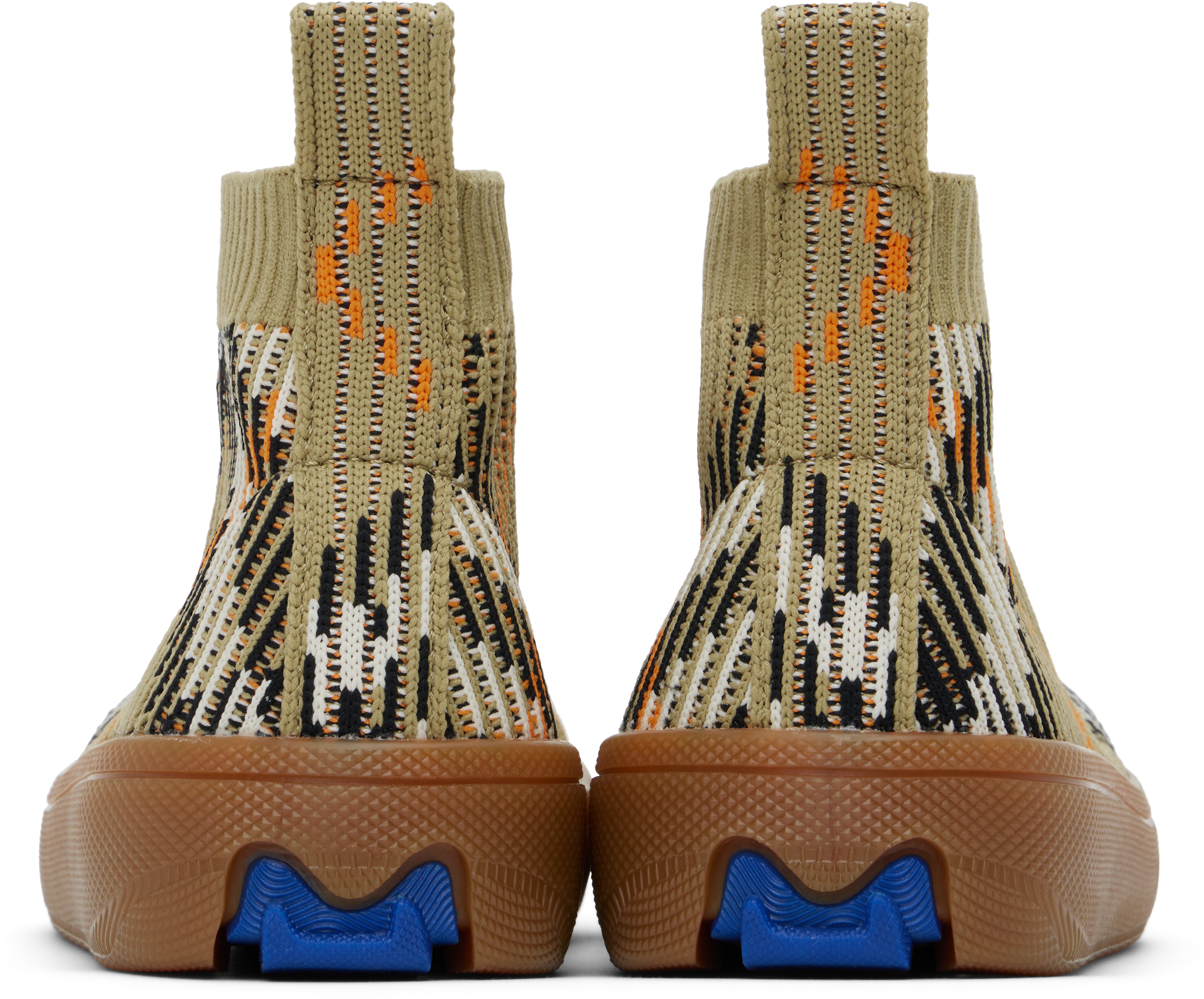 Burberry Kids Beige Check Sock Sneakers In Sand Ip Check
