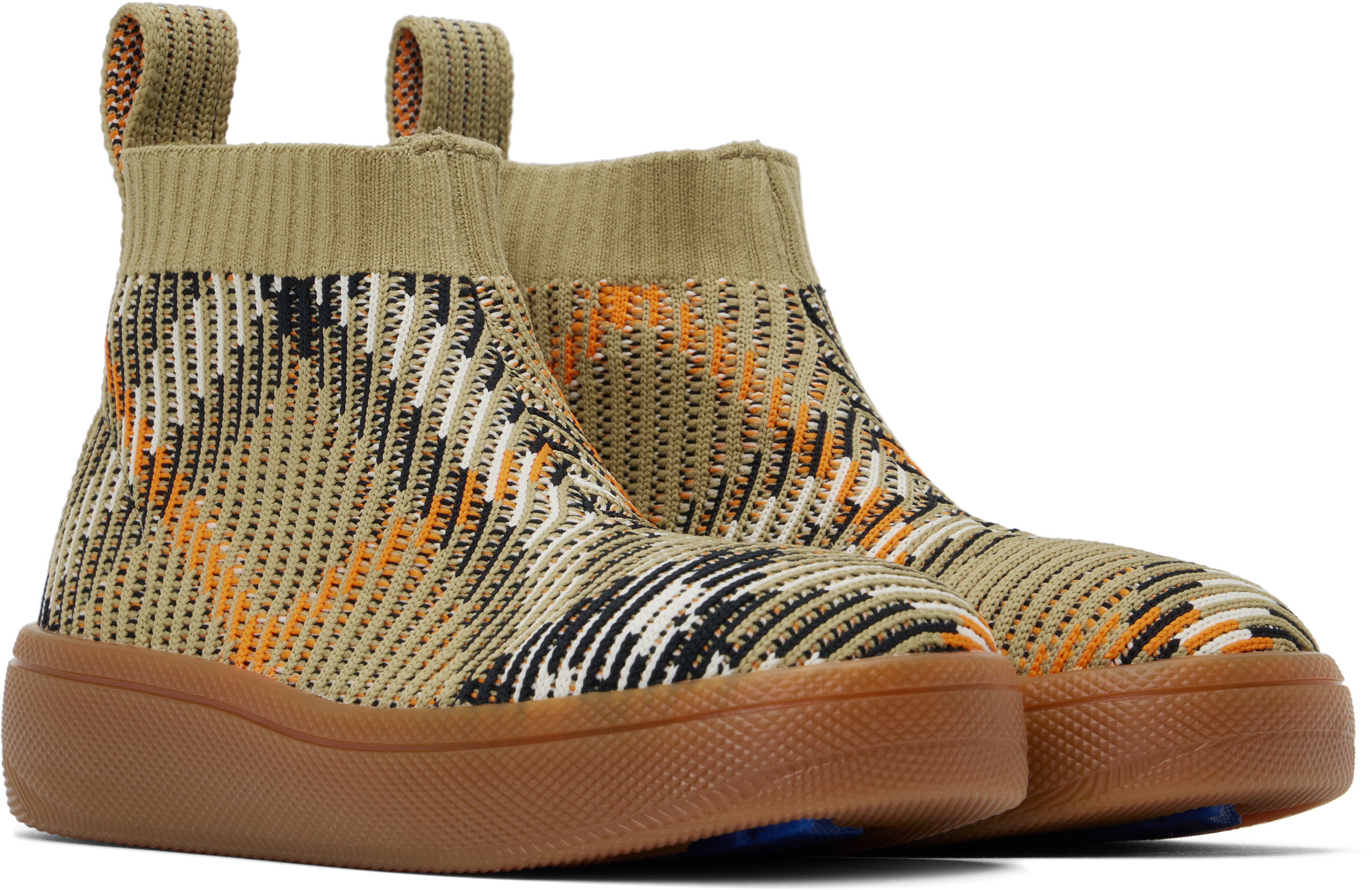 Burberry Kids Beige Check Sock Sneakers In Sand Ip Check