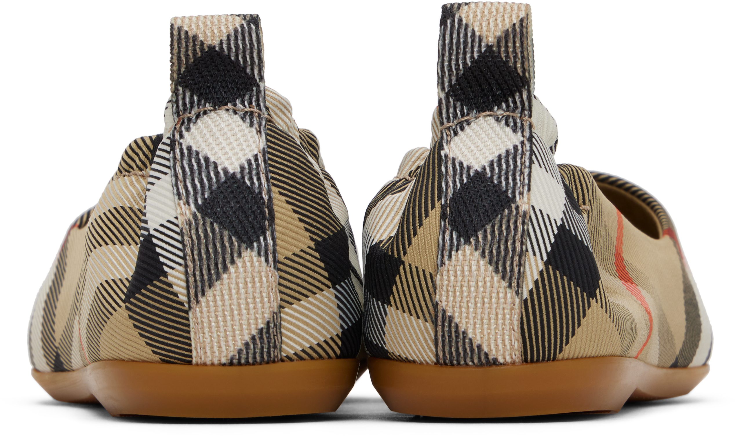 Shop Burberry Kids Beige Check Nylon Blend Ballerina Flats In Sand Ip Check