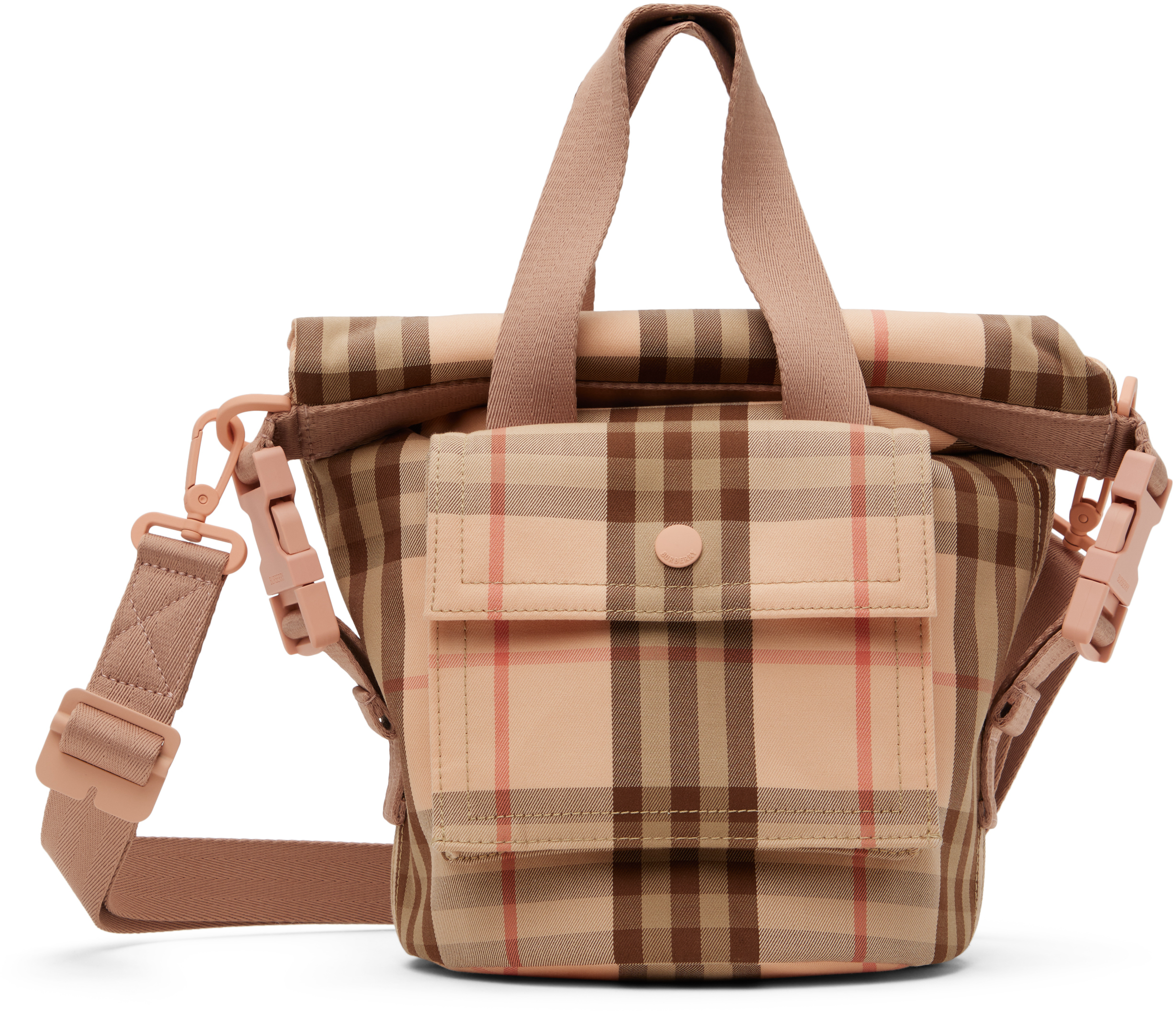 Burberry Kids Pink Check Tote In Plush Ip Check
