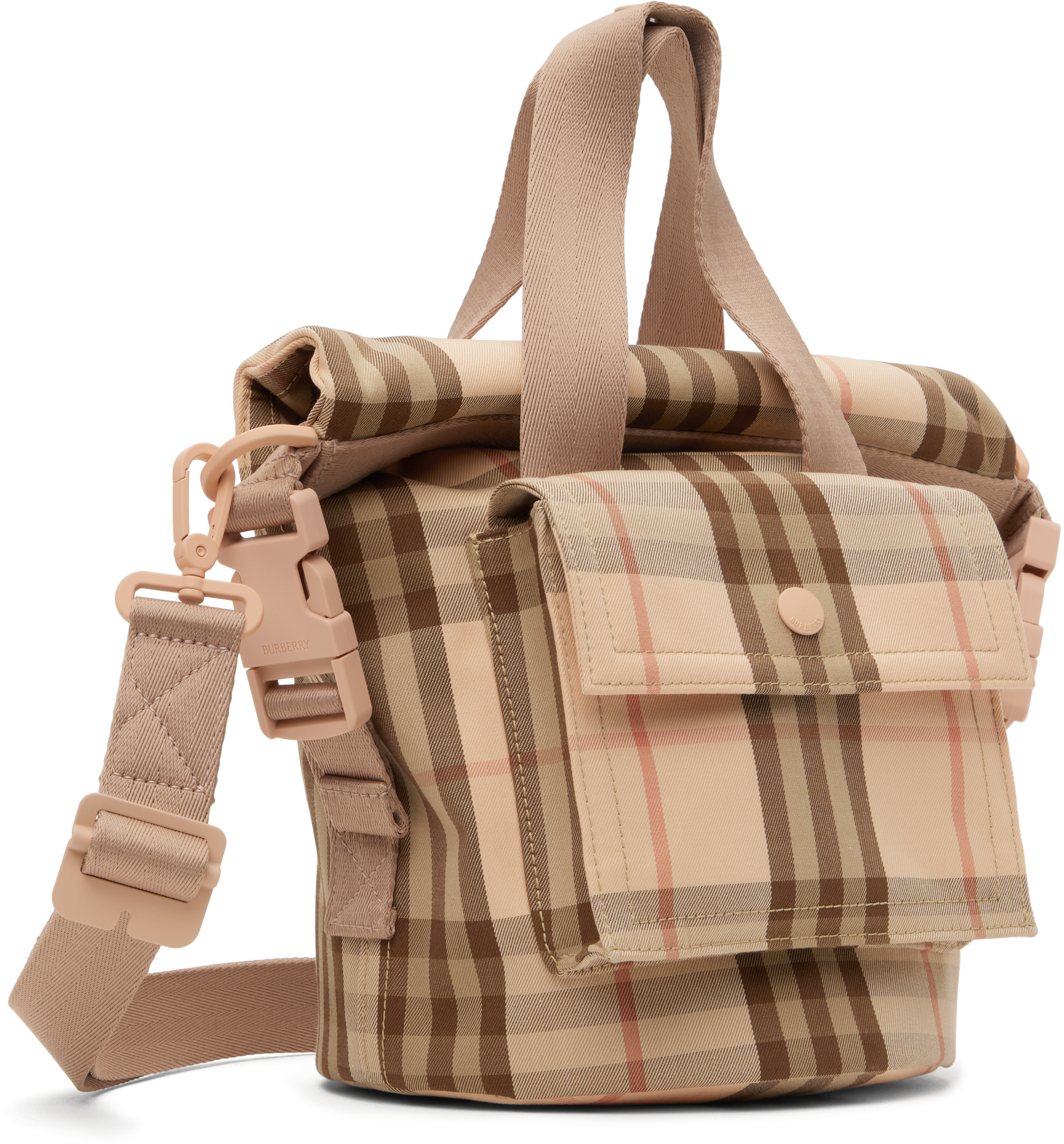 Burberry Kids Pink Check Tote In Plush Ip Check
