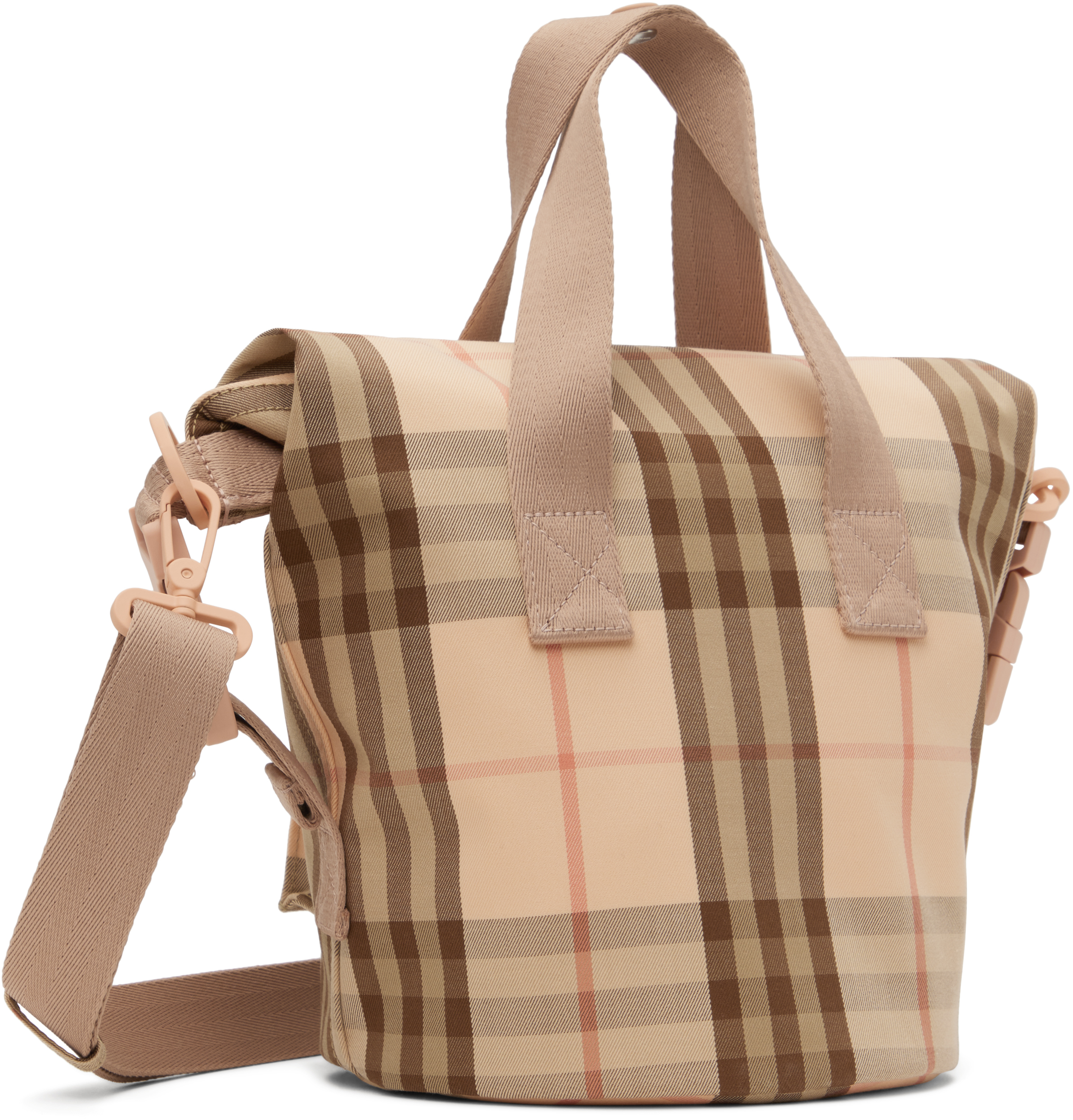 Burberry Kids Pink Check Tote In Plush Ip Check