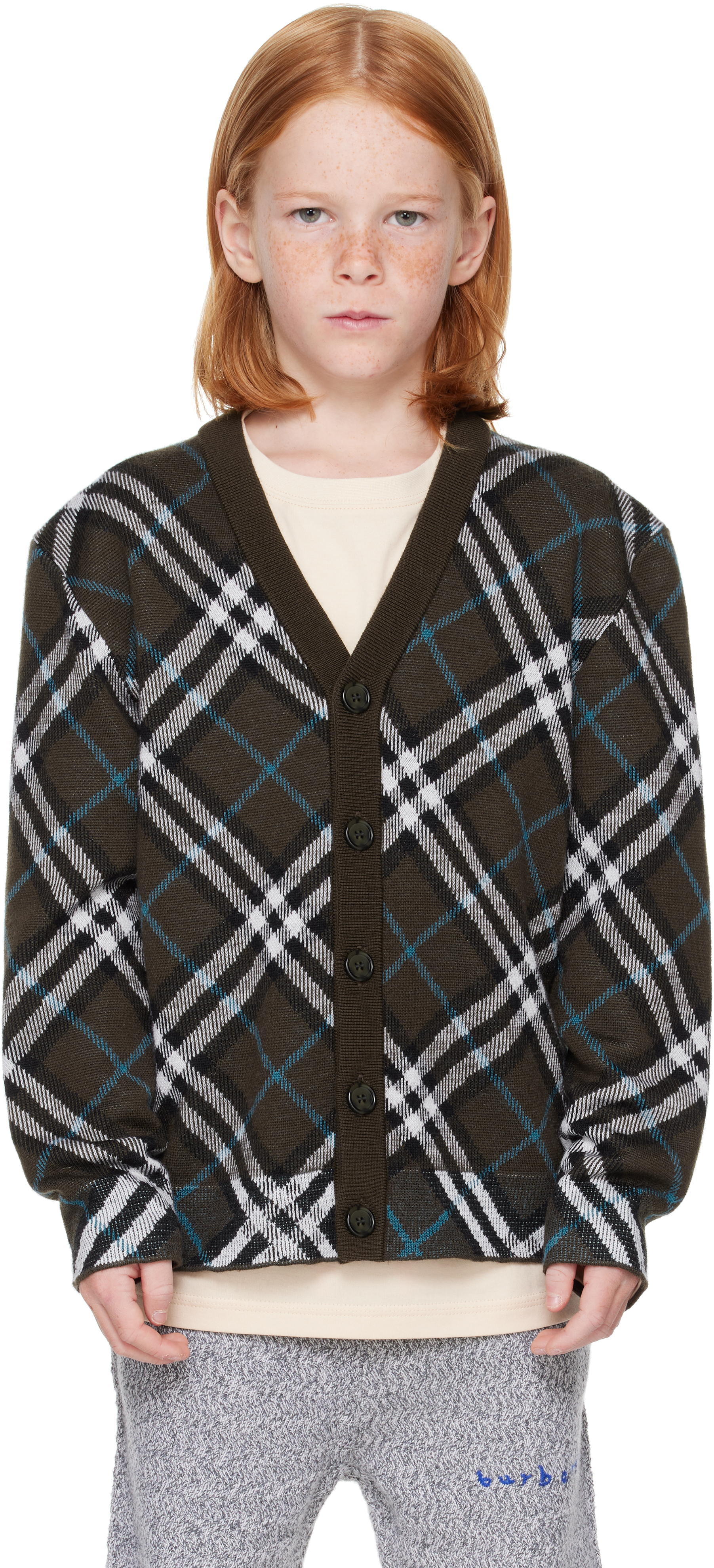 Burberry キッズ｜ブラウン チェック カーディガン | SSENSE 日本