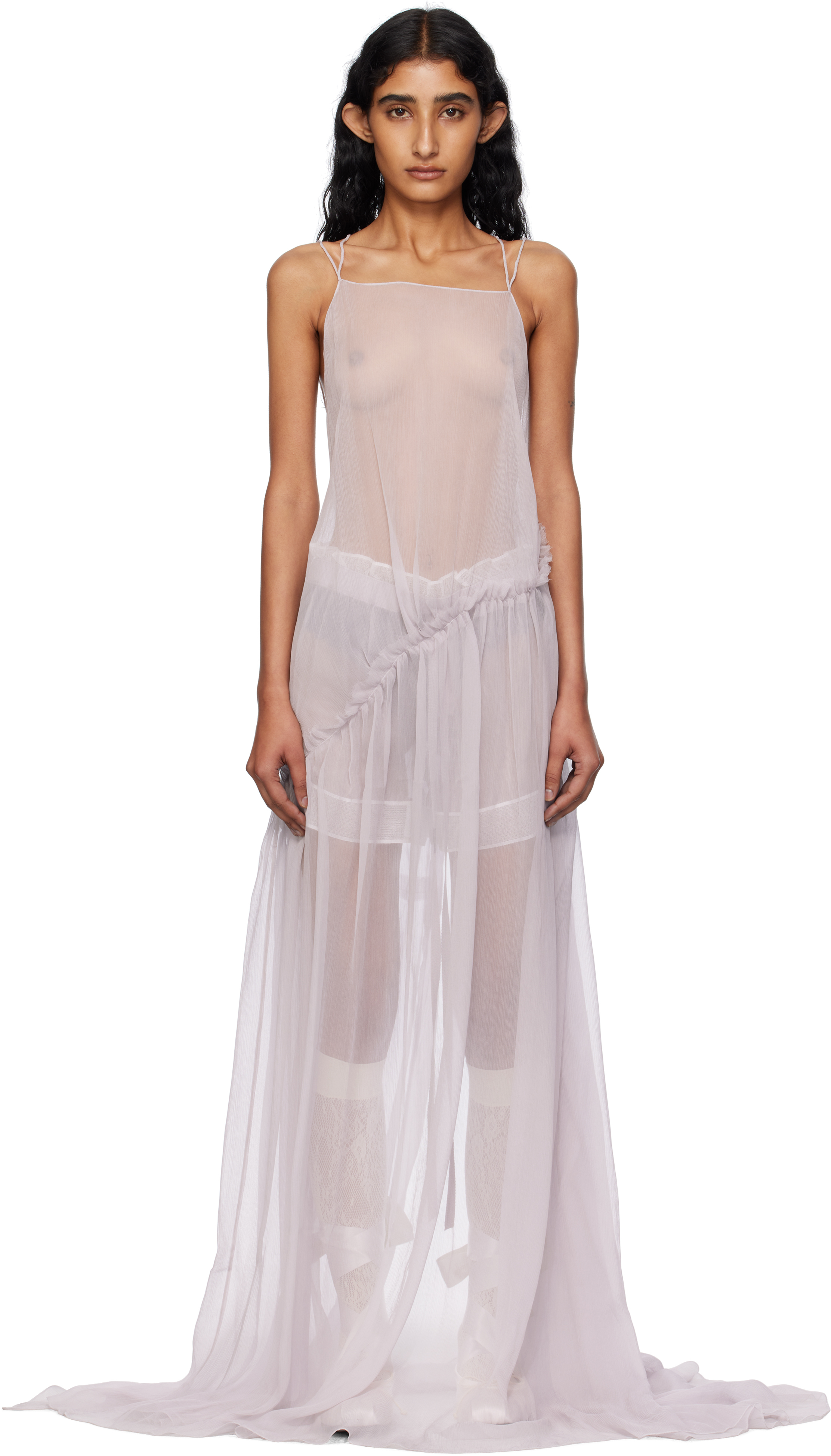 Purple Neta Long Deconstructed Maxi Dress