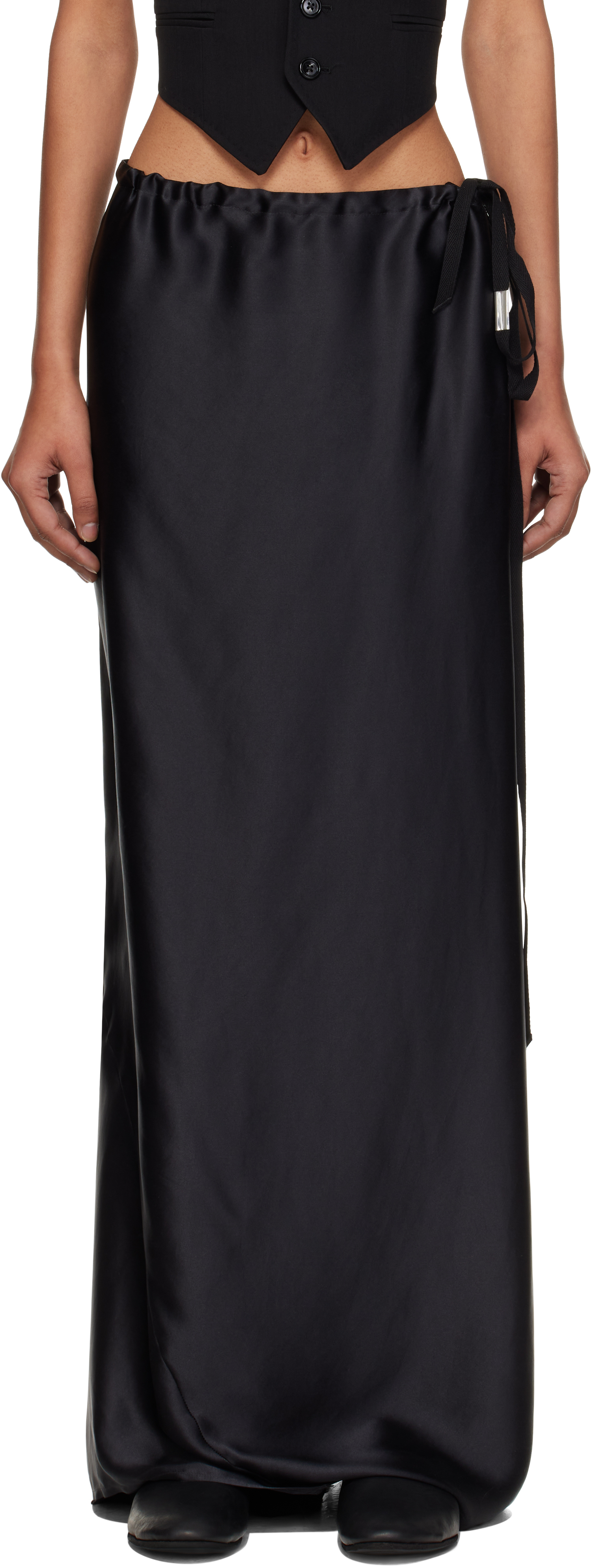 Black Eveline Long Bias Maxi Skirt