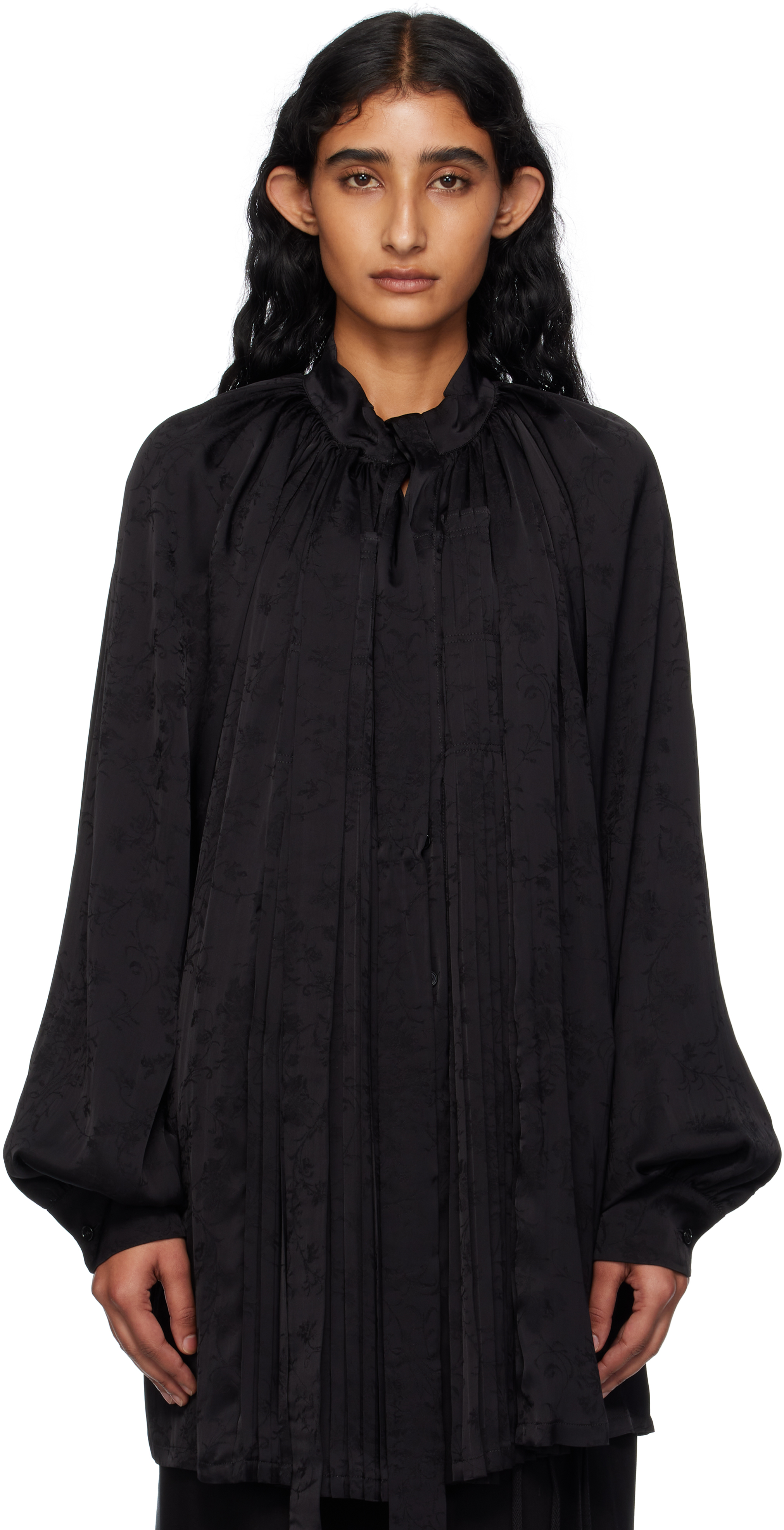 Black Likki Comfort Pleated Shirt