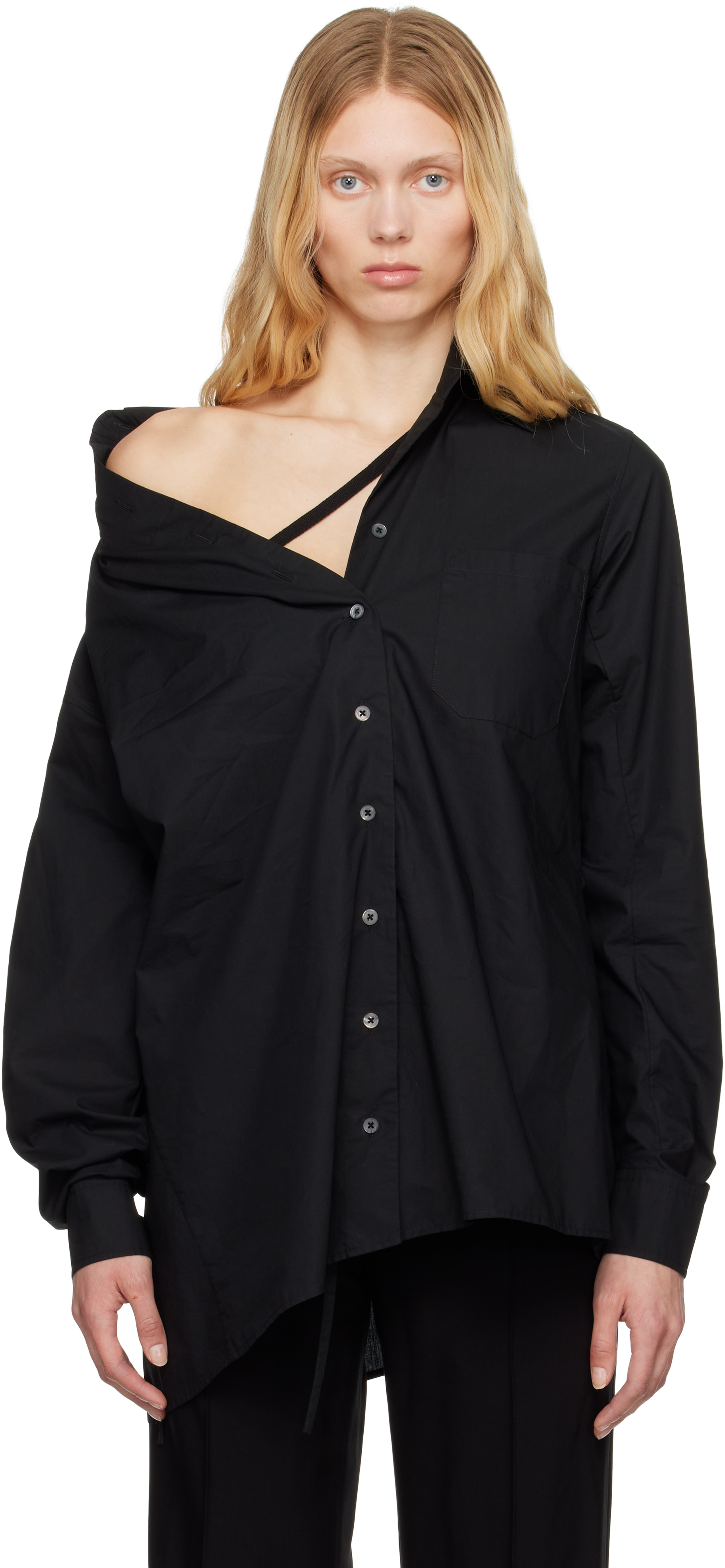 Ann Demeulemeester: Black Daria Drop Shoulder Shirt | SSENSE