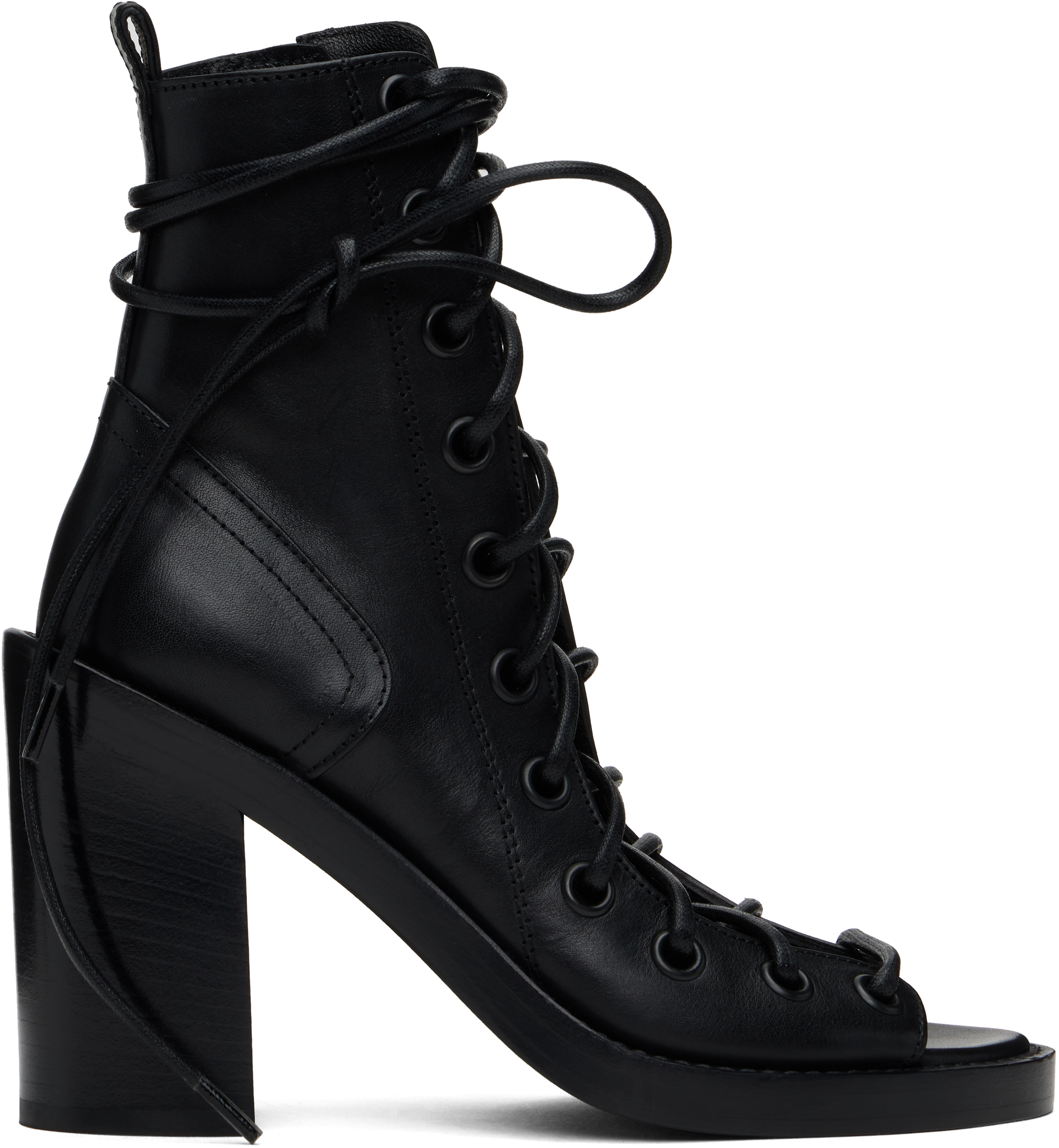 Black Bernardina Lace-Up Heeled Sandals