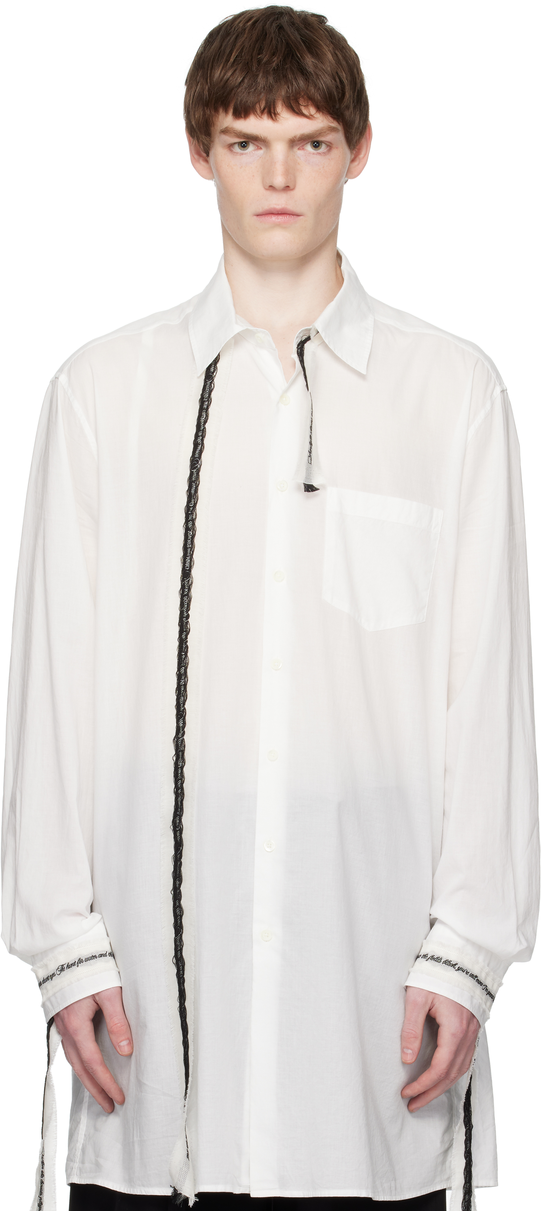 ANN DEMEULEMEESTER ホワイト 長袖シャツ ドレスシャツ S Ann Demeulemeester: ホワイト Valere Long リラックスフィット