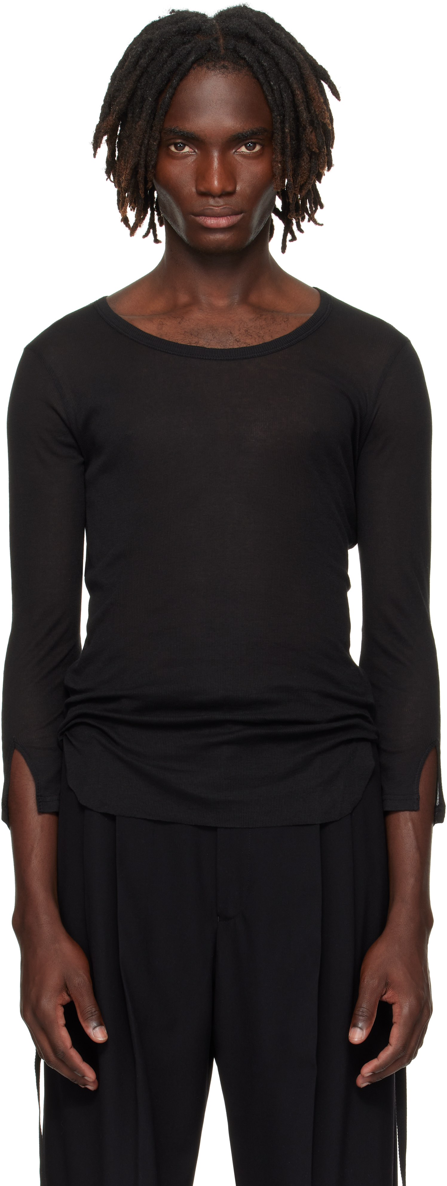 Black Margon Long Sleeve T-Shirt by Ann Demeulemeester on Sale