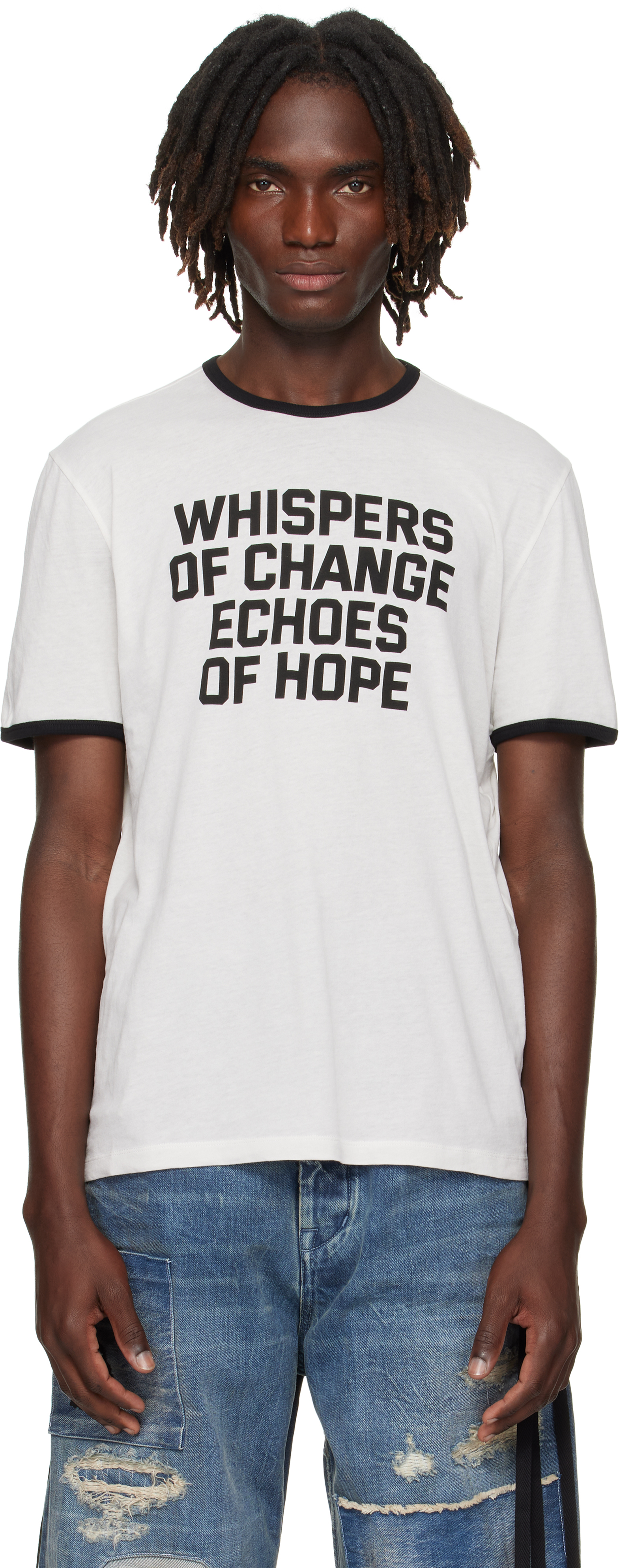 Ann Demeulemeester Black & White Save The Children Edition Aimar Standard T-shirt In White