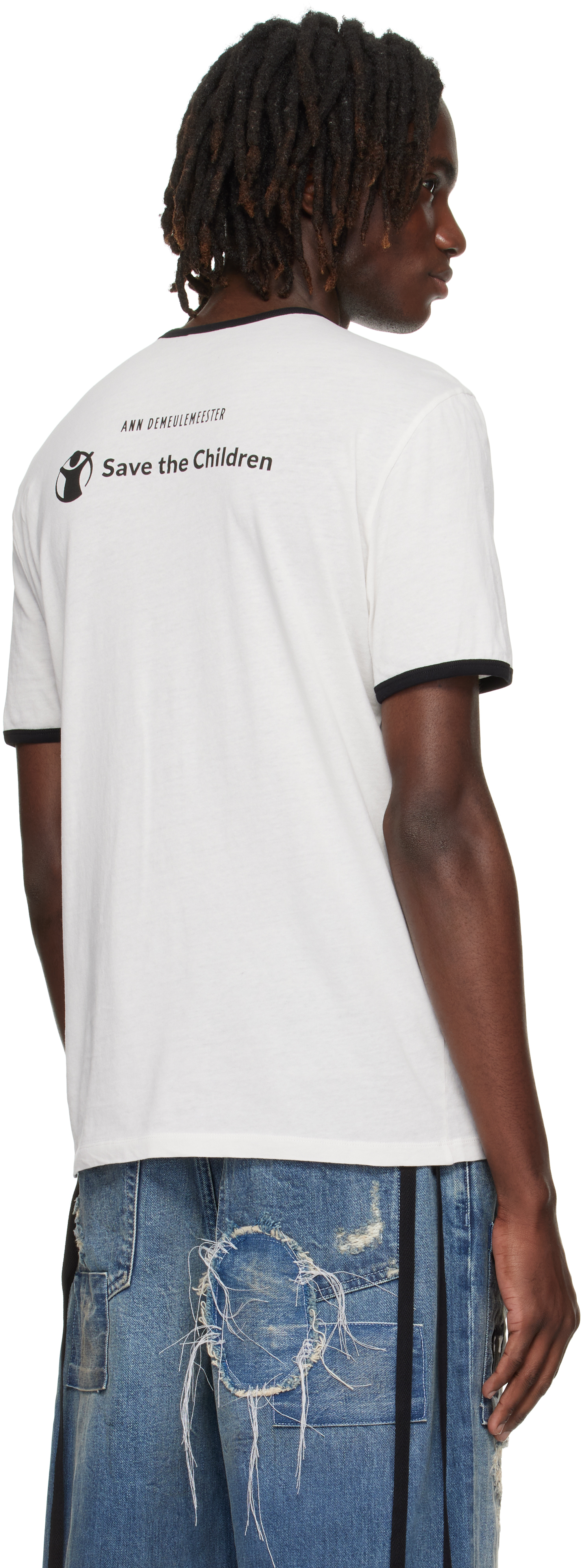Ann Demeulemeester Black & White Save The Children Edition Aimar Standard T-shirt In White