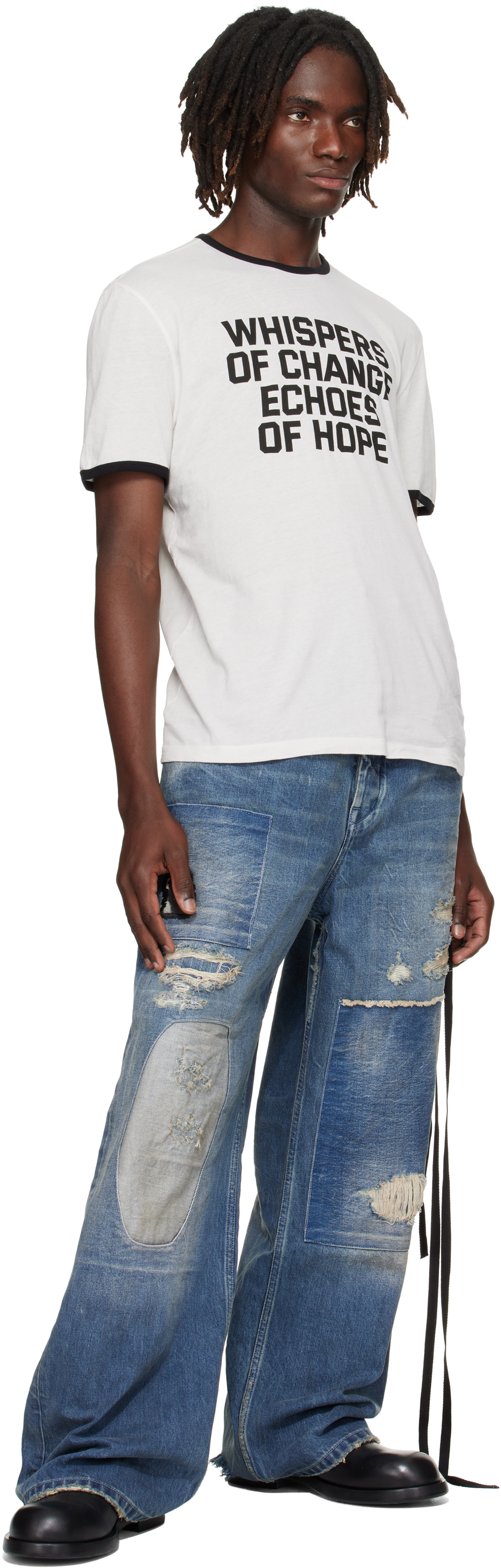 Ann Demeulemeester Black & White Save The Children Edition Aimar Standard T-shirt In White