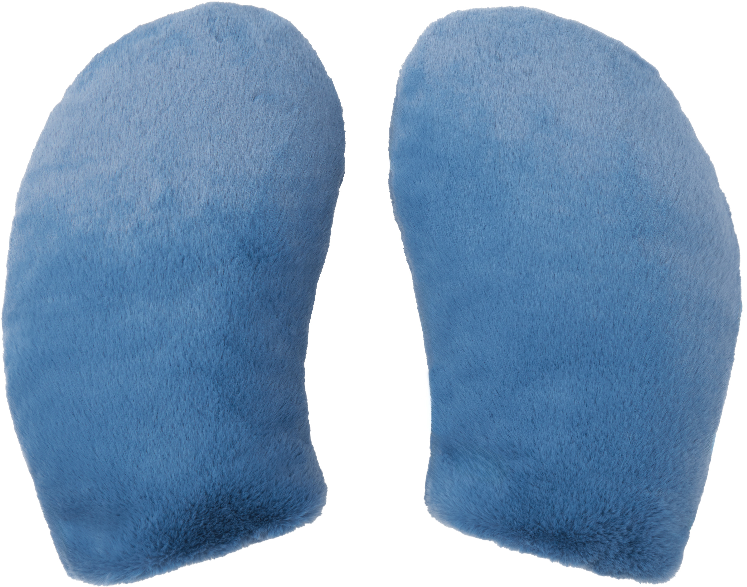 Blue Padded Faux-Fur Mittens