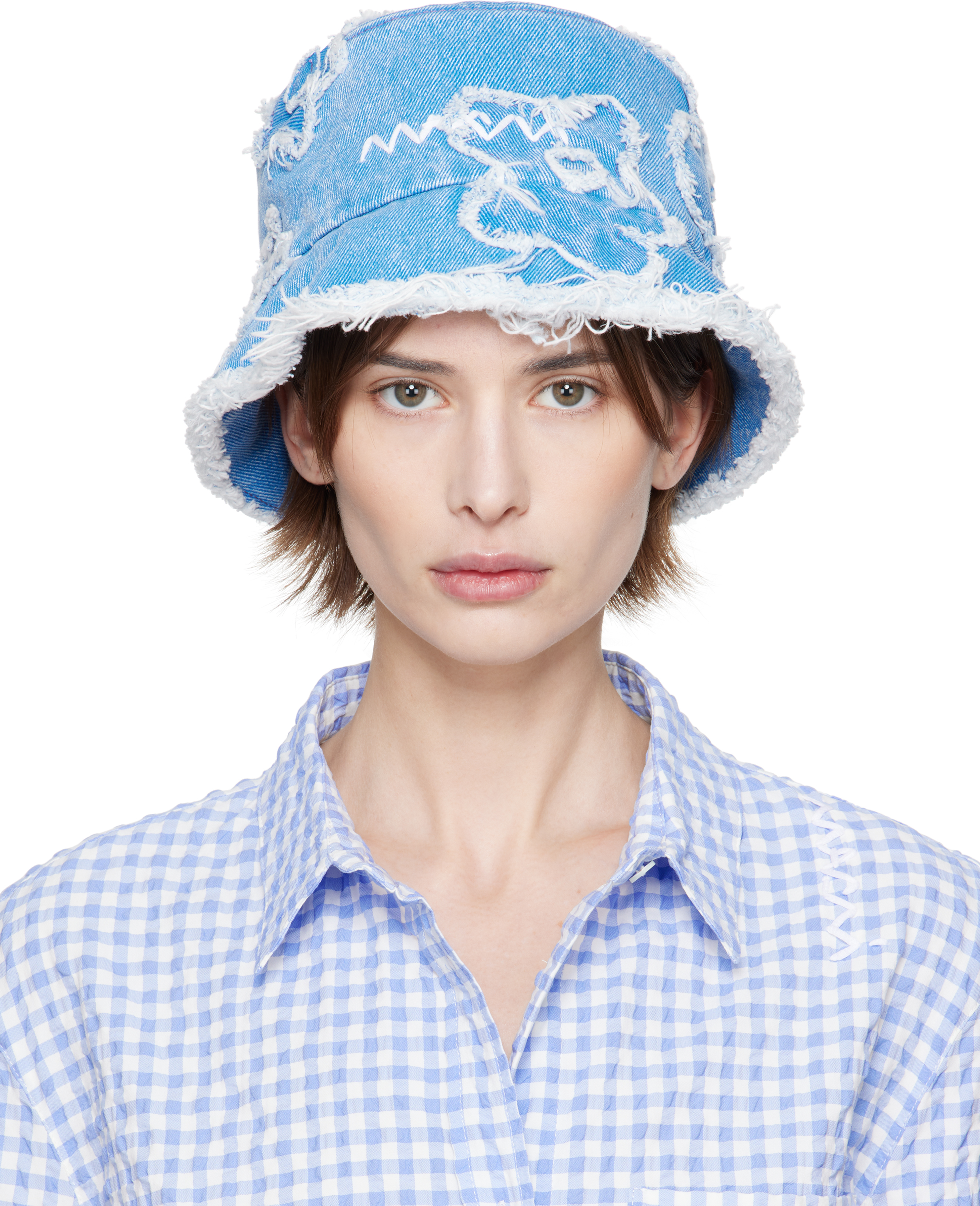 Blue Patched Denim Bucket Hat