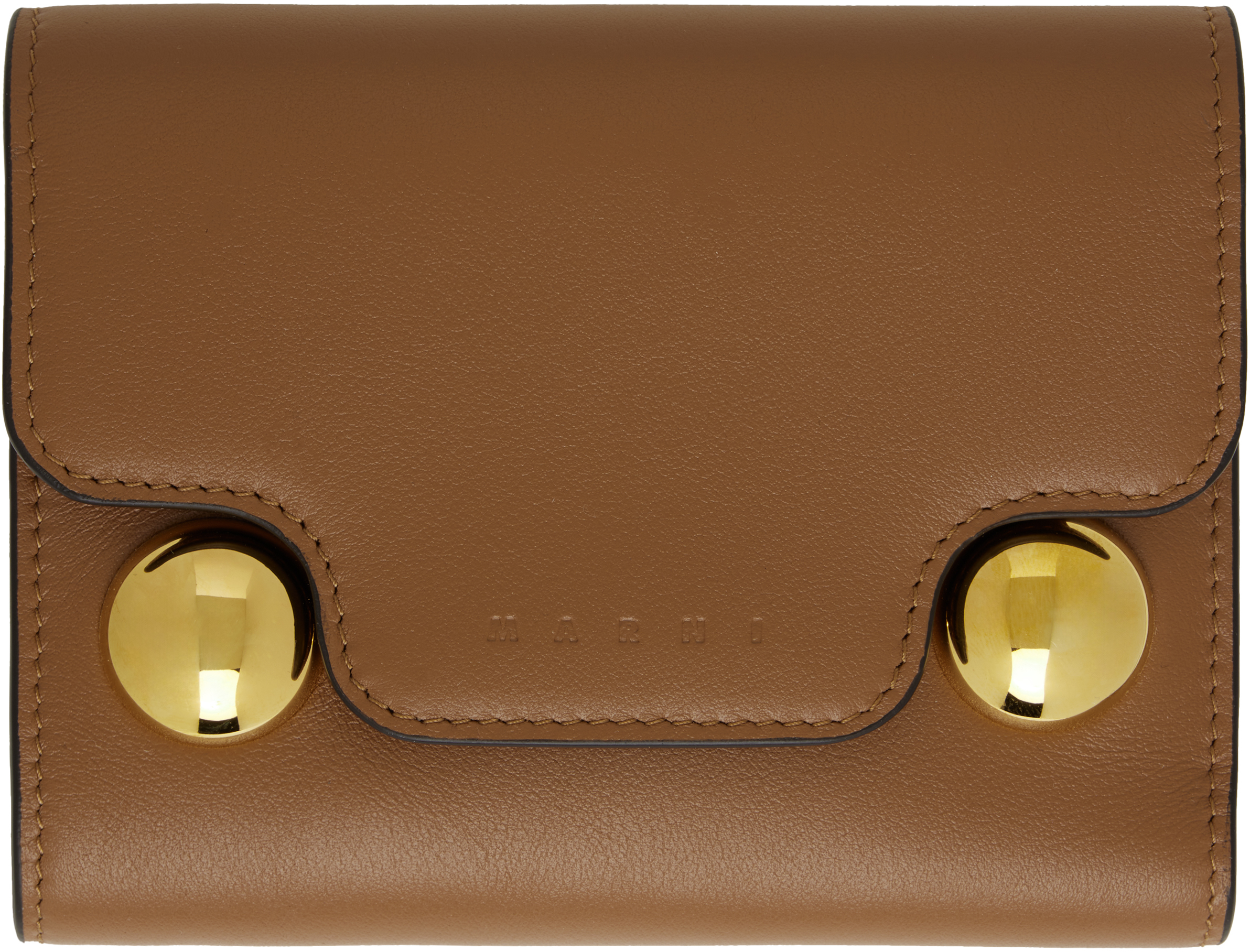 Marniのタン Trunkaroo レザー 三つ折り財布がセール中